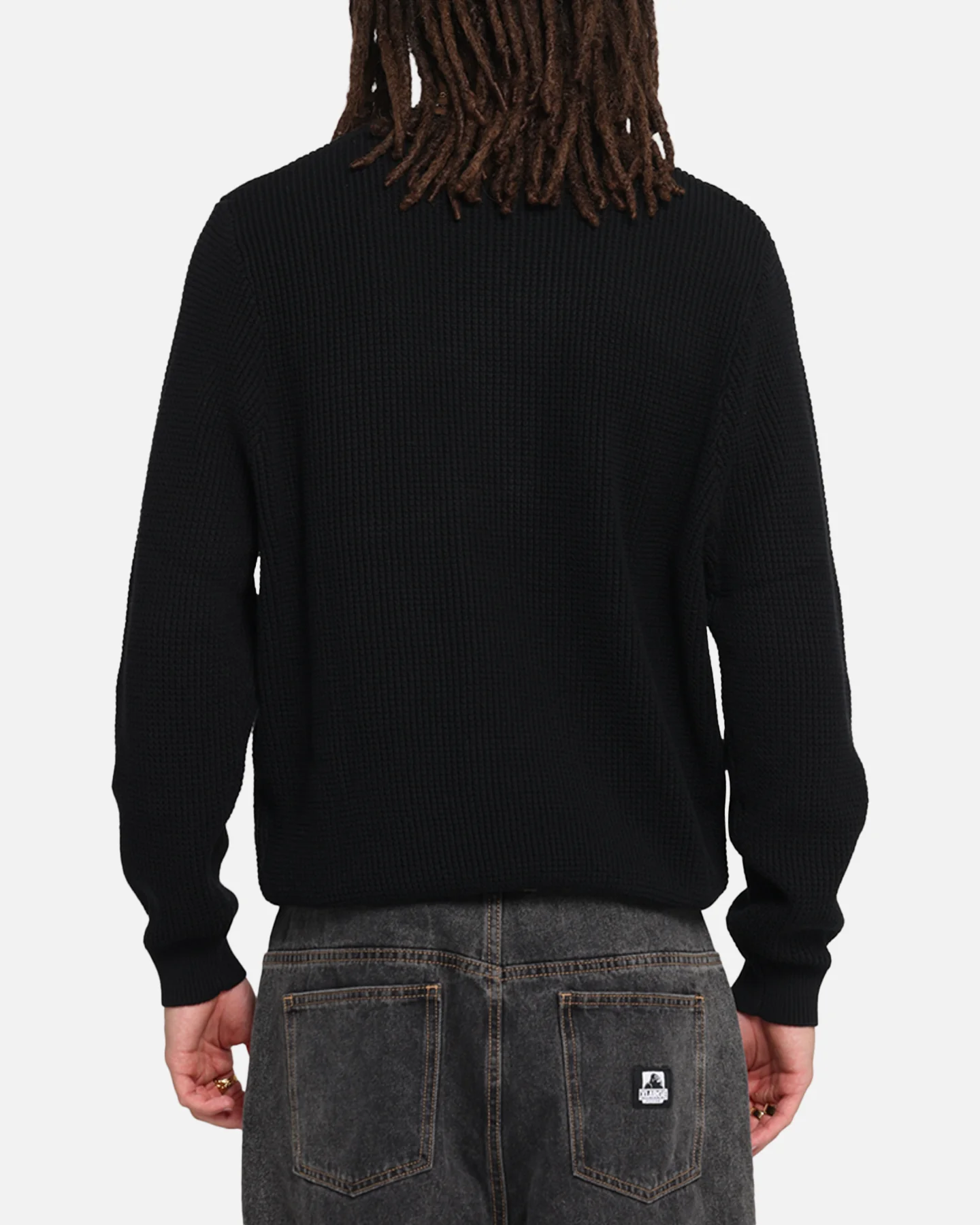 X-Large Script Waffle Knit Sweater Black - Image 3