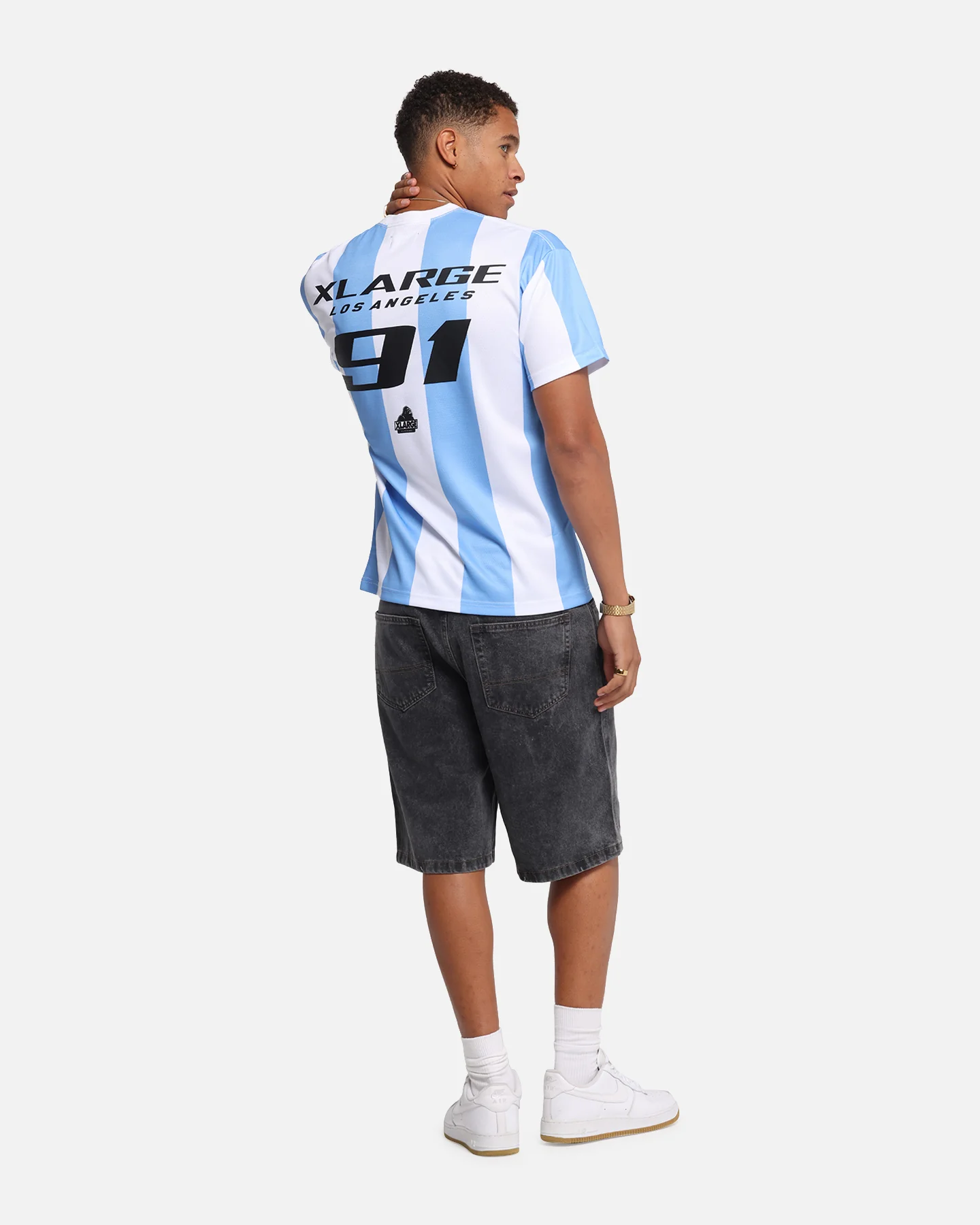 X-Large Slanted Football T-Shirt Blue/White - Image 4