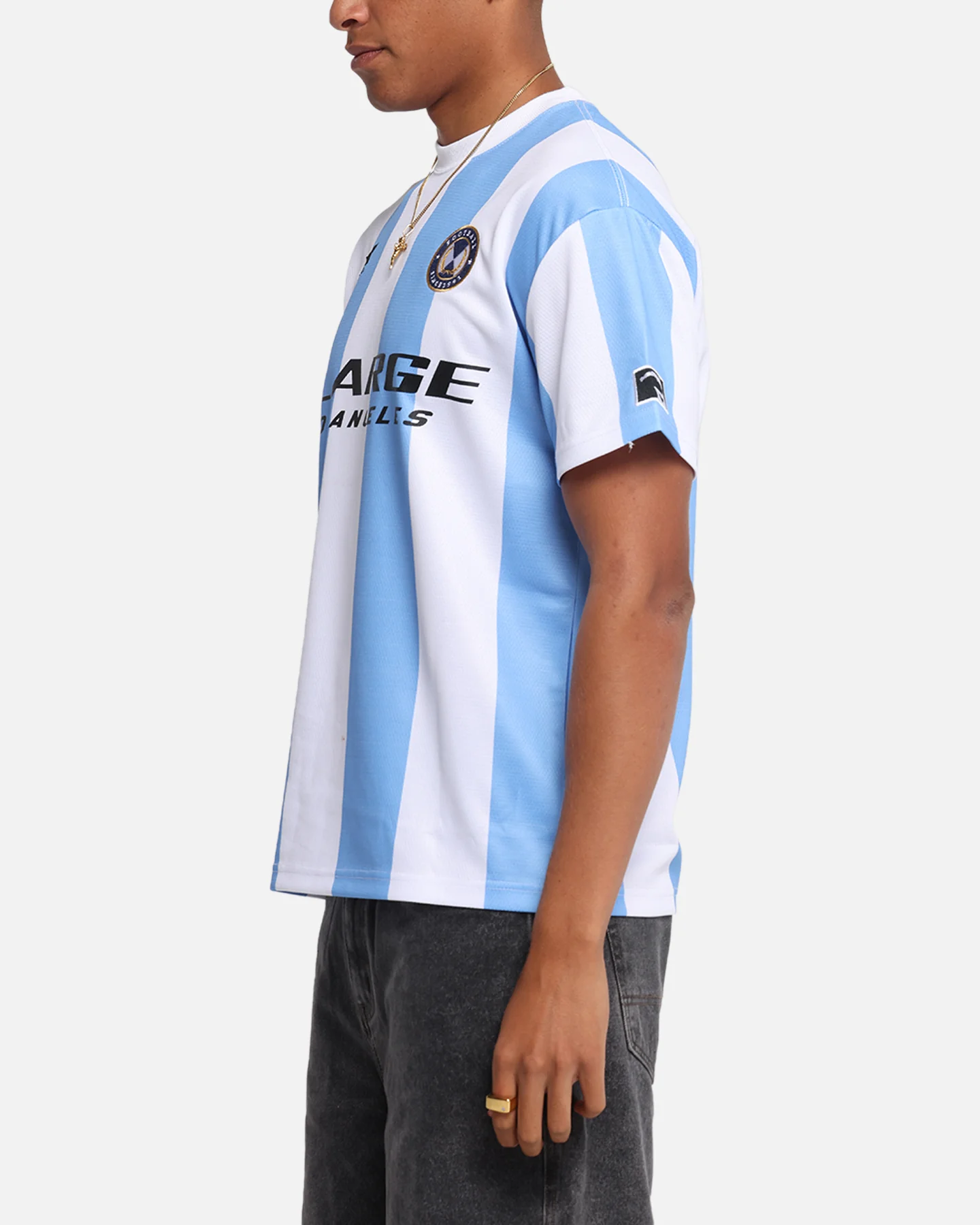 X-Large Slanted Football T-Shirt Blue/White - Image 6