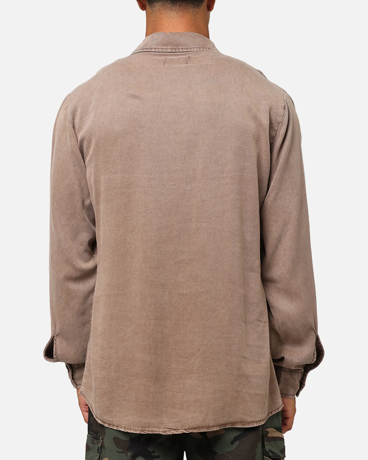 XXIII Acid Wash Button Up Over Shirt Washed Brown - Image 3