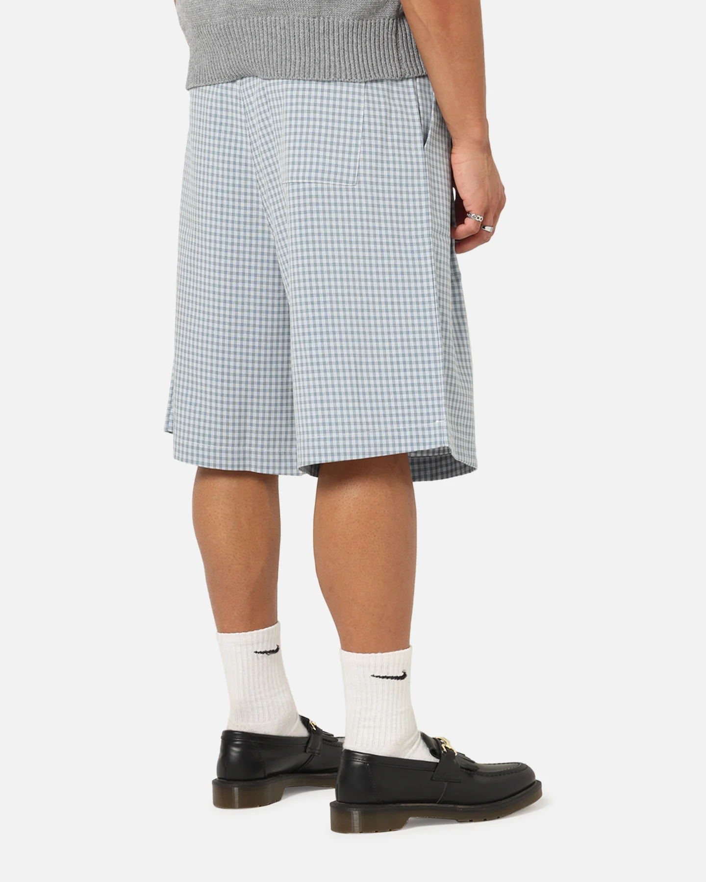 XXIII Baggy Pleated Shorts Blue Check - Image 5