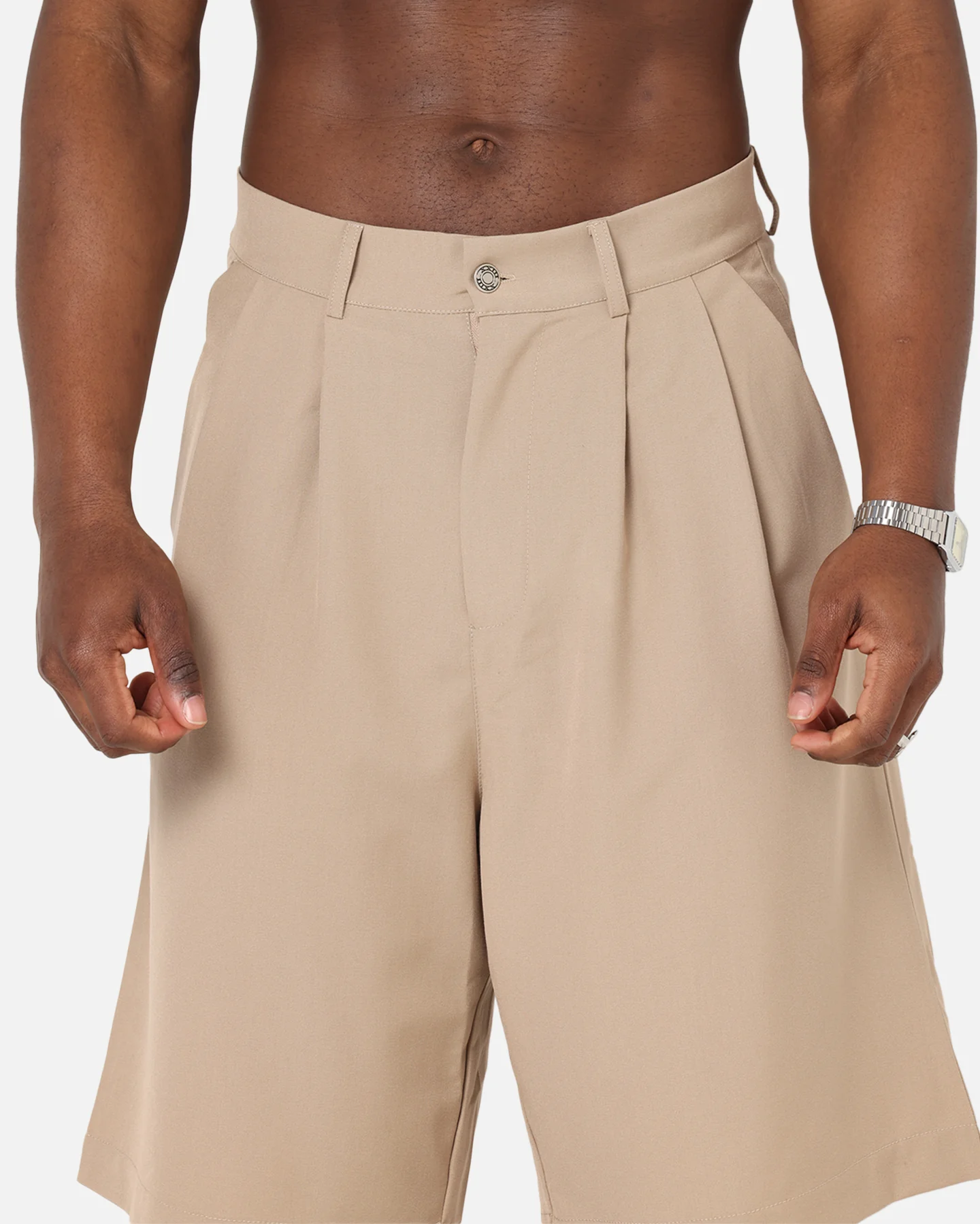 XXIII Baggy Pleated Shorts Tan - Image 7