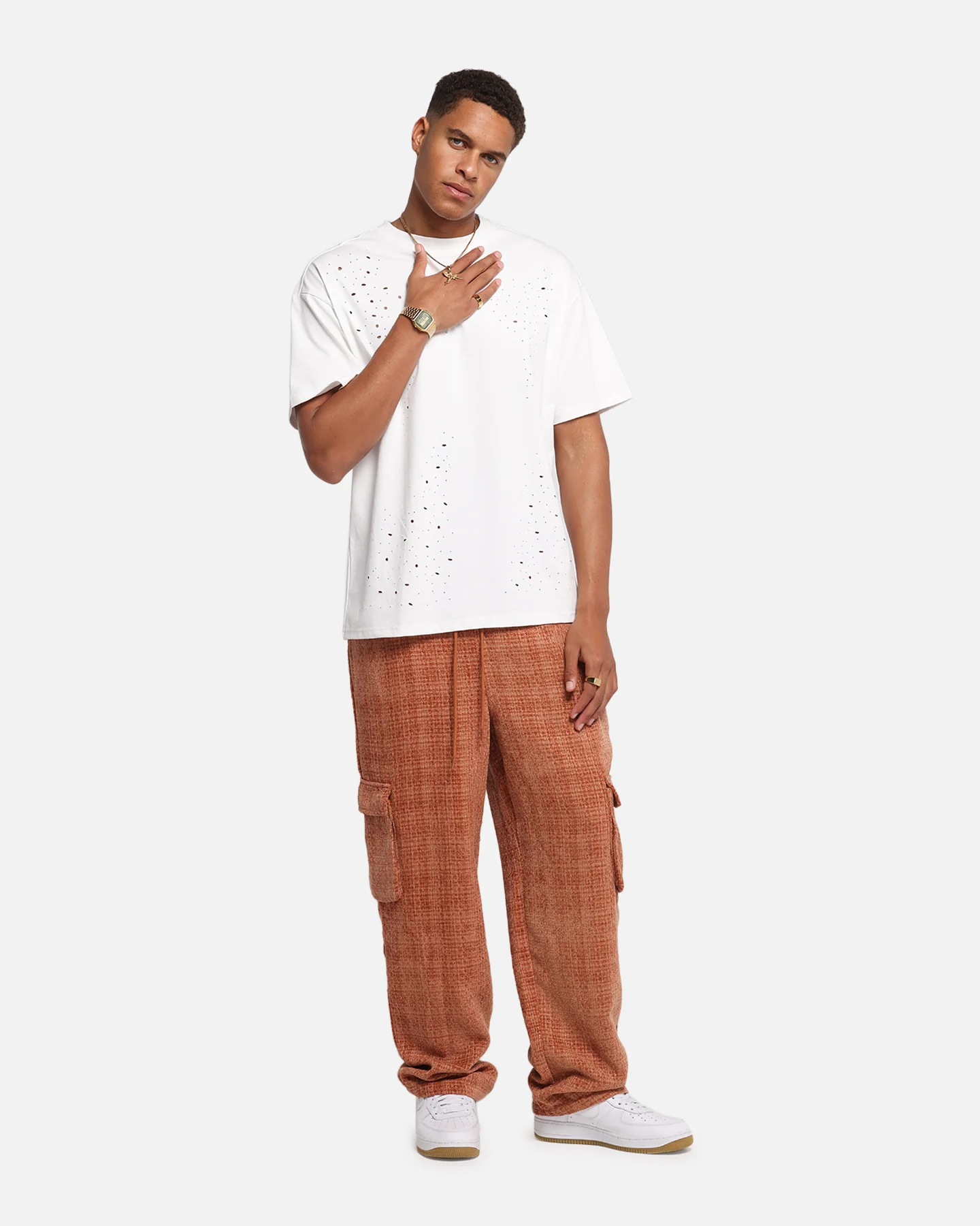 XXIII Boucle Tweed Cargo Pants Rust - Image 2