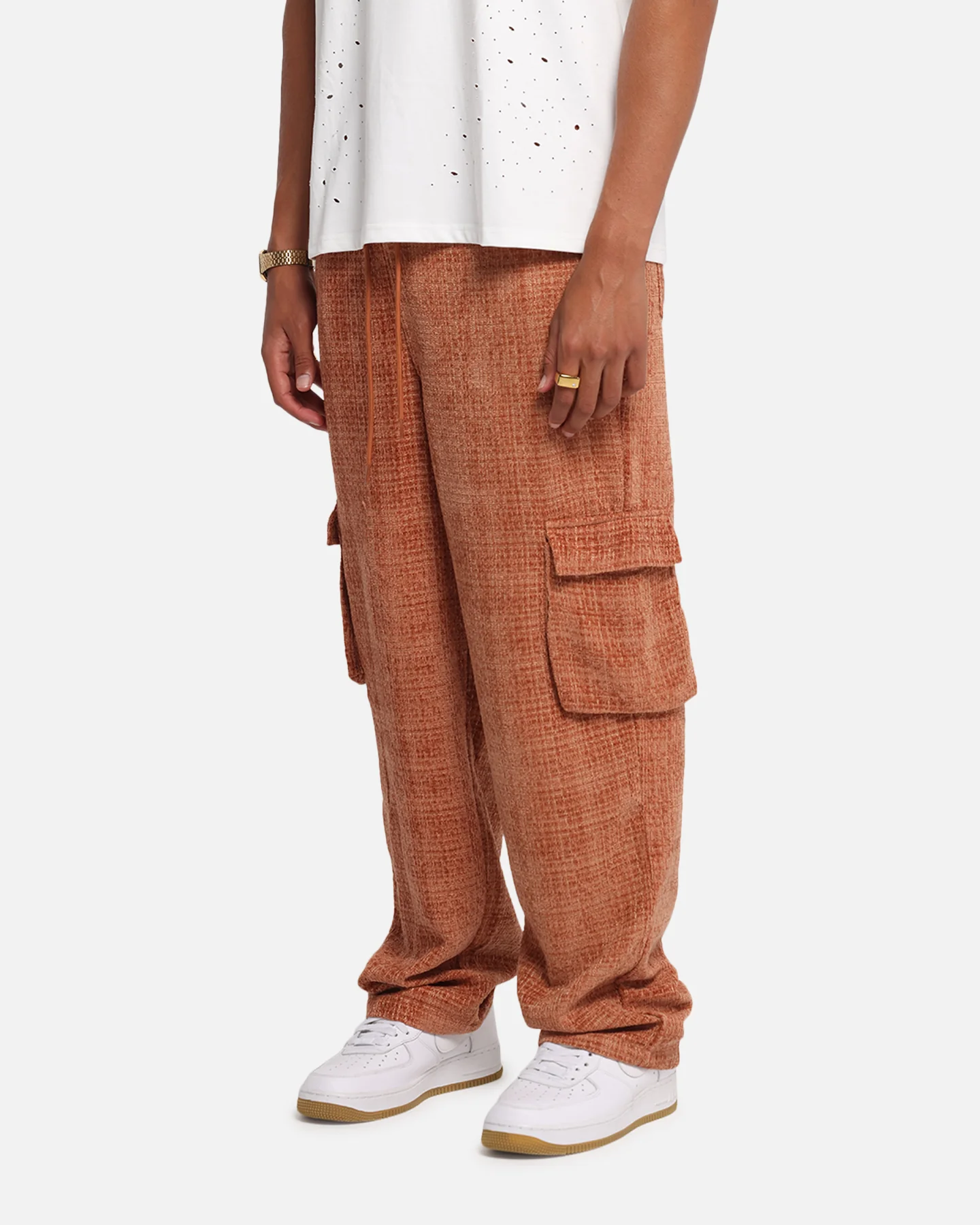 XXIII Boucle Tweed Cargo Pants Rust - Image 6