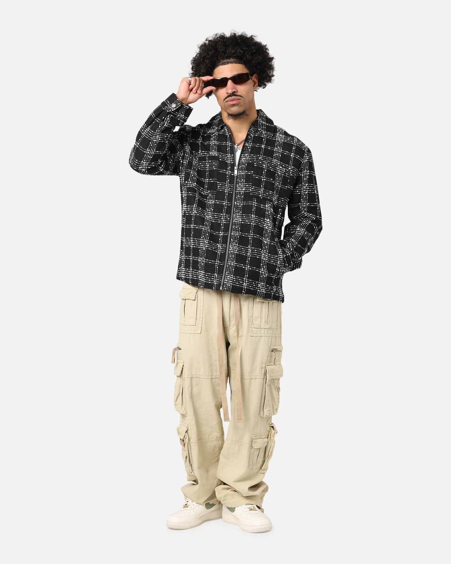 XXIII Boucle Tweed Zip Jacket Black/White - Image 2