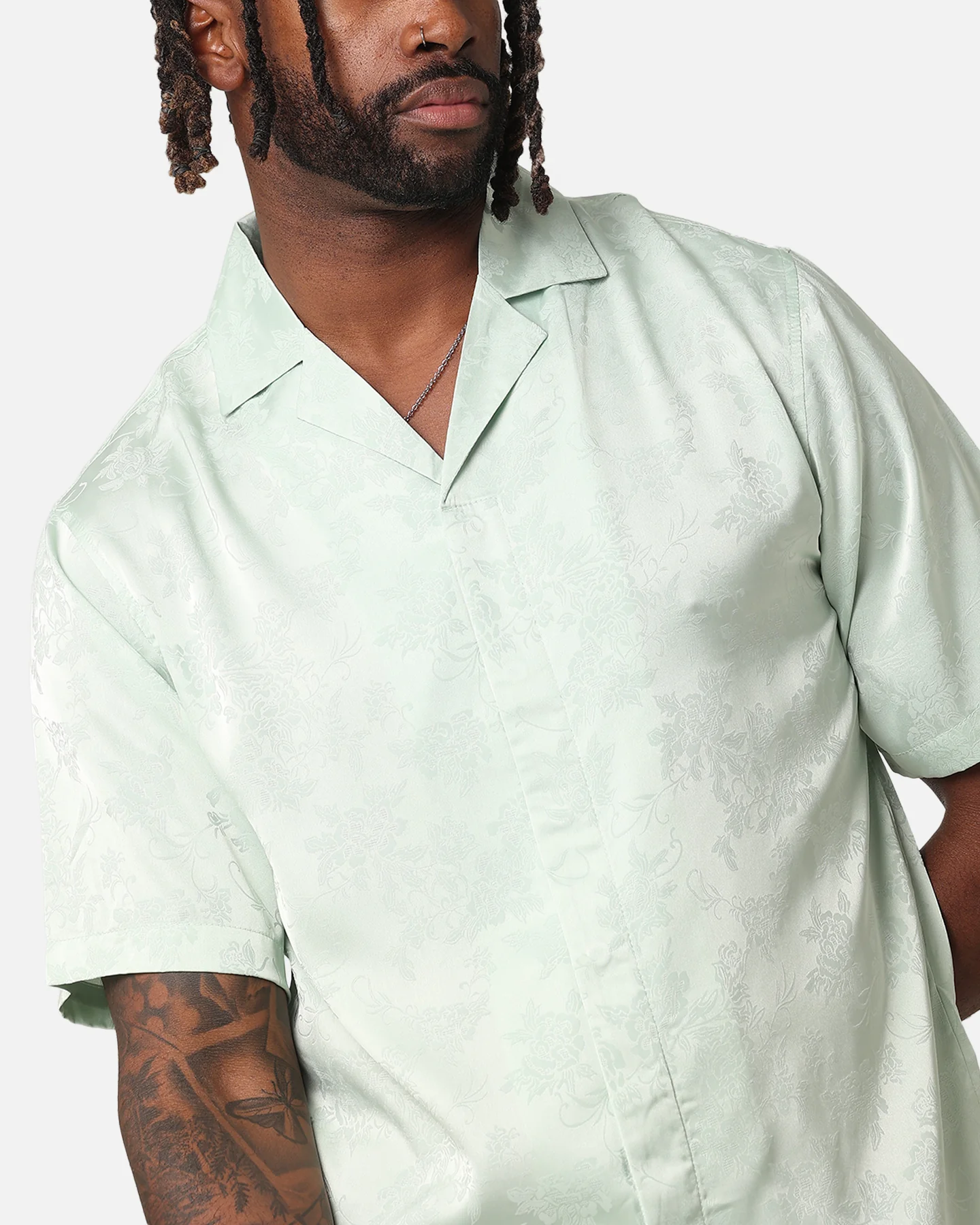XXIII Carry Satin Button Up Shirt Sage Green - Image 6