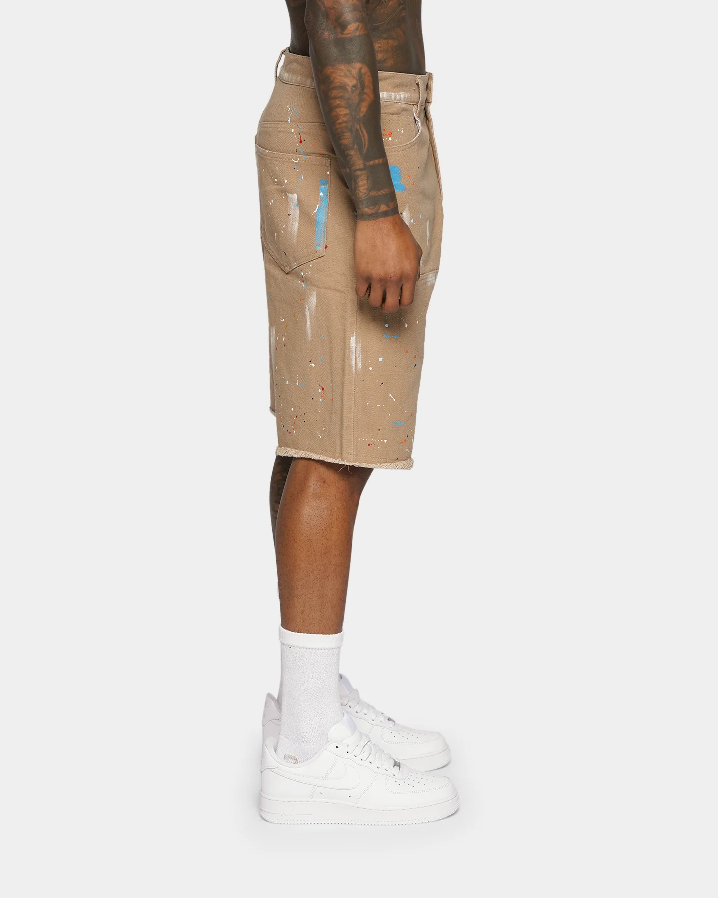 XXIII Cent Splatter Effect Shorts Beige - Image 3