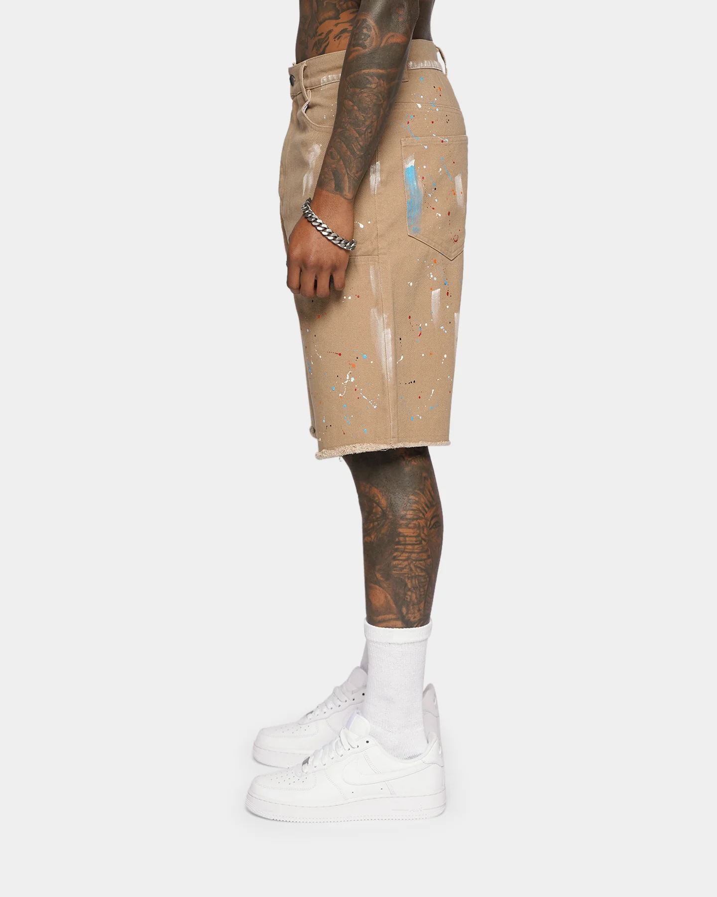 XXIII Cent Splatter Effect Shorts Beige - Image 4