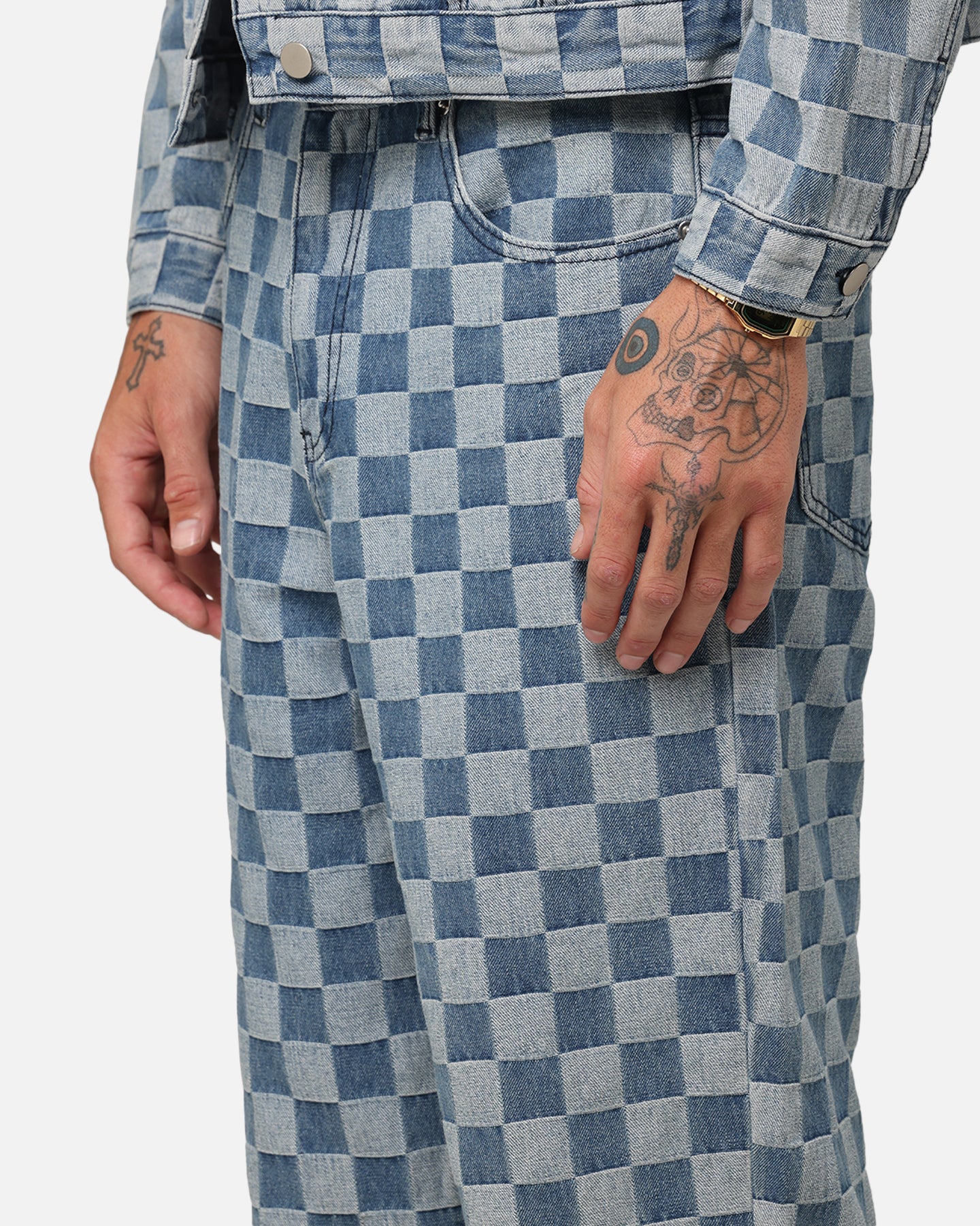 XXIII Checker Board Denim Jeans Blue - Image 3