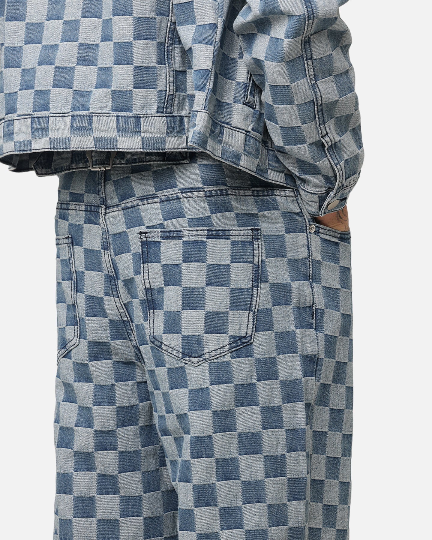 XXIII Checker Board Denim Jeans Blue - Image 4