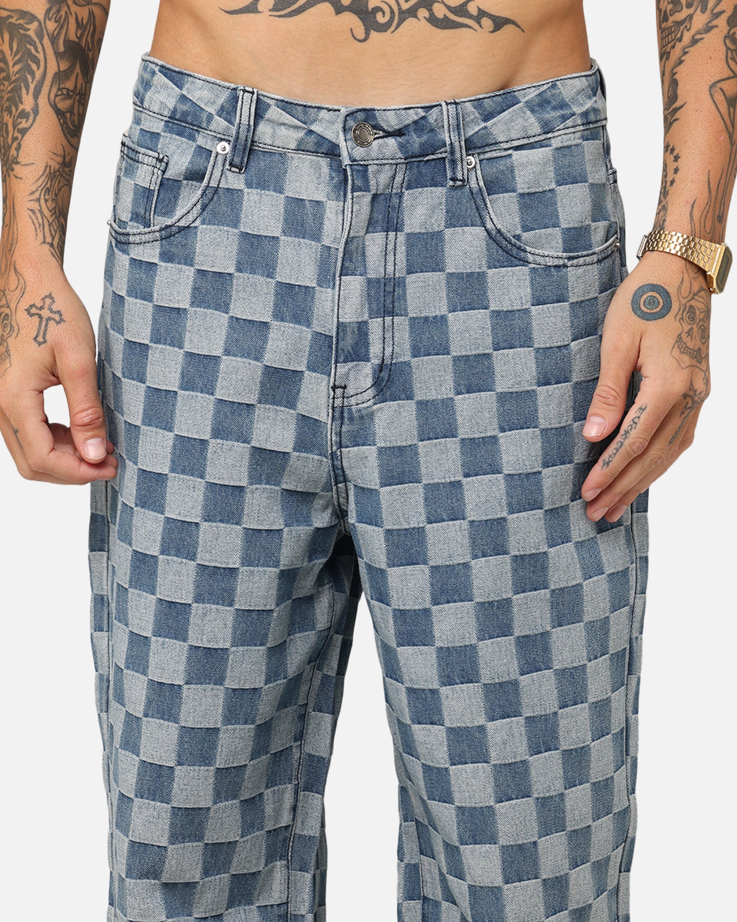 XXIII Checker Board Denim Jeans Blue - Image 7