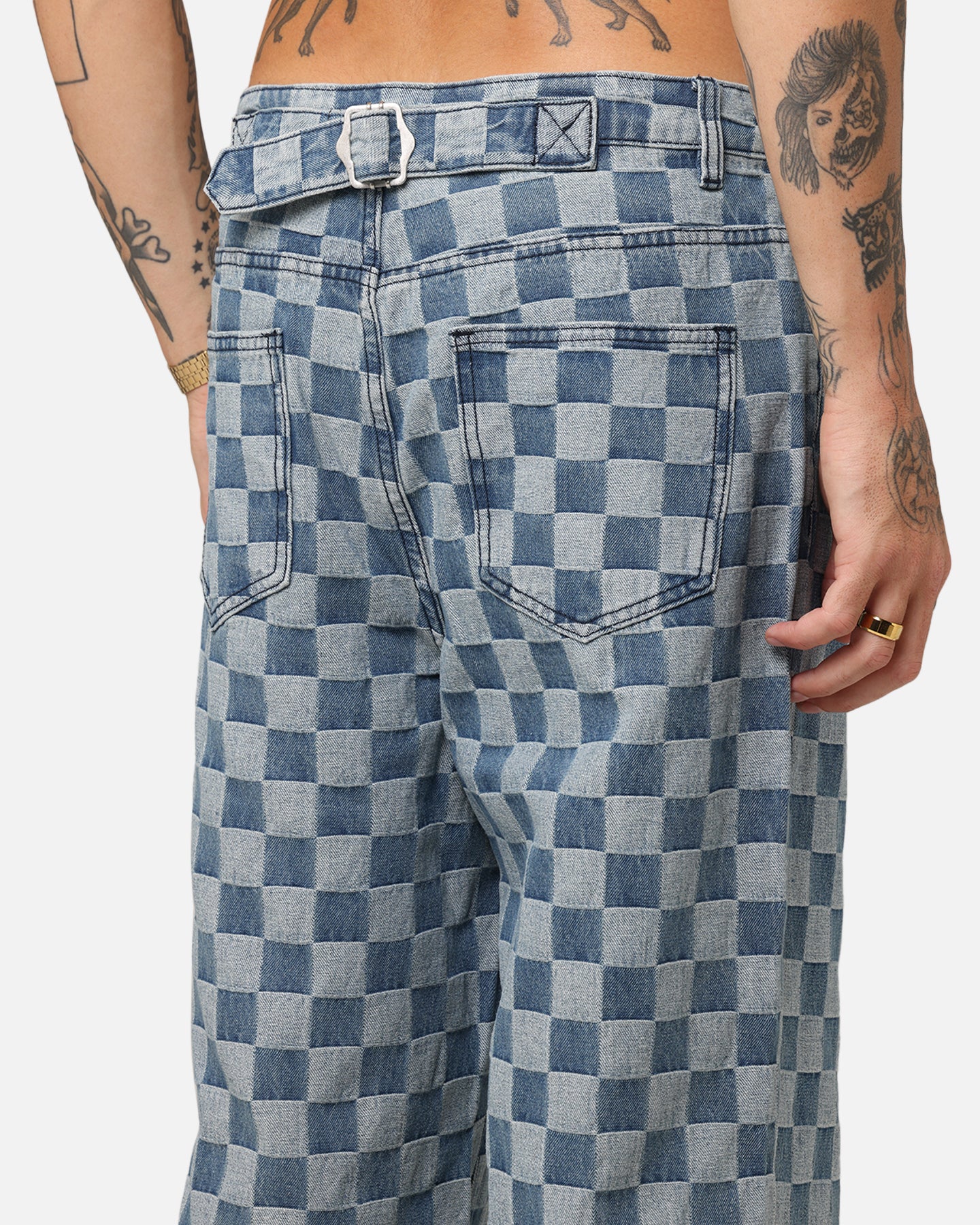 XXIII Checker Board Denim Jeans Blue - Image 8