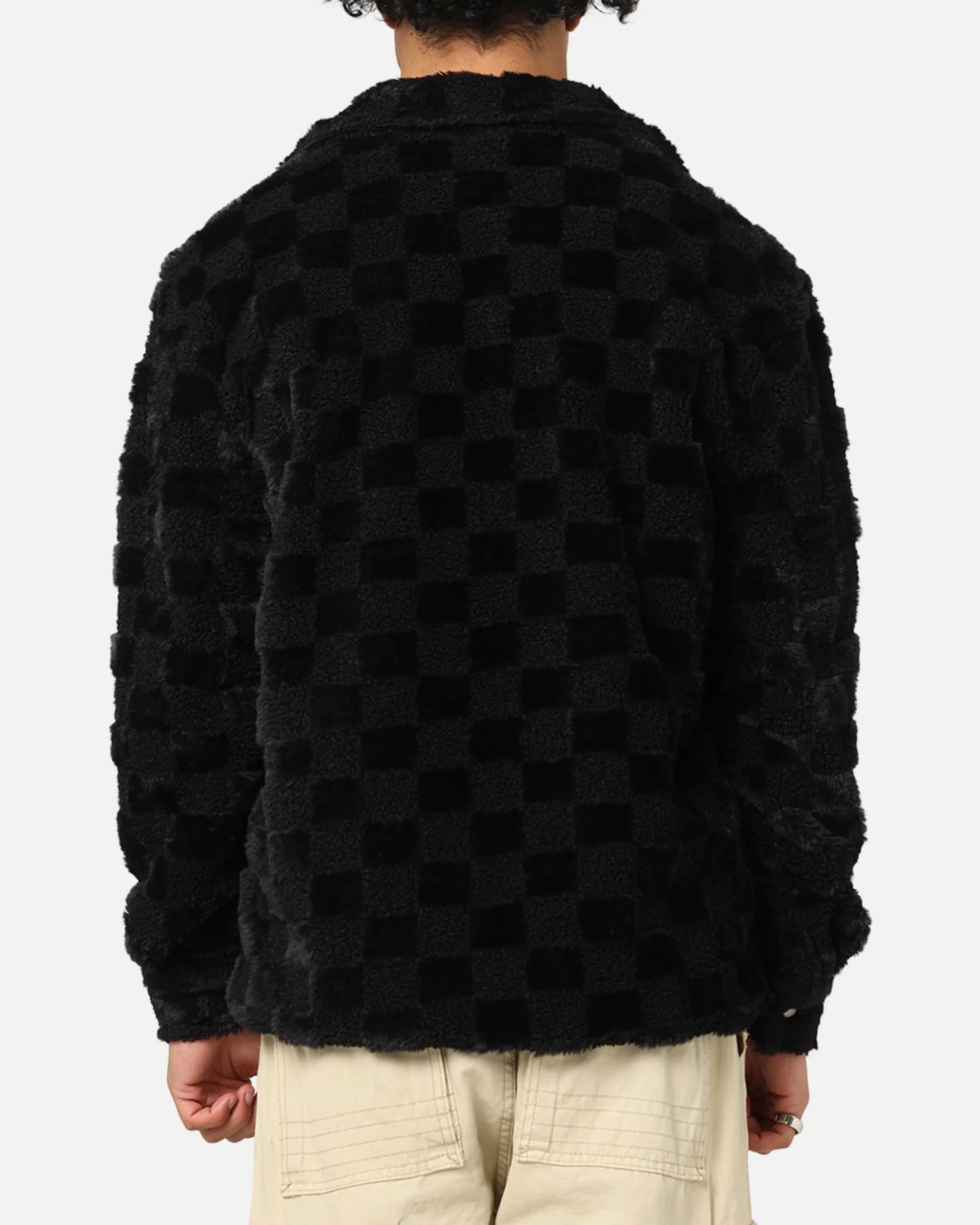 XXIII Checkerboard Fur Jacket Black - Image 3