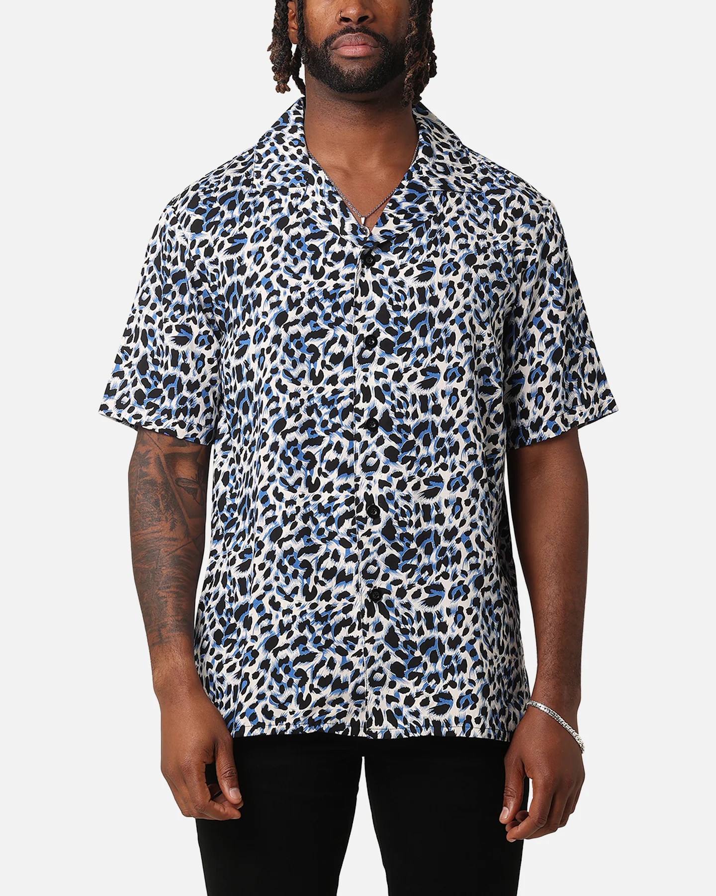 XXIII Cheetah Button Up Shirt Blue Cheetah
