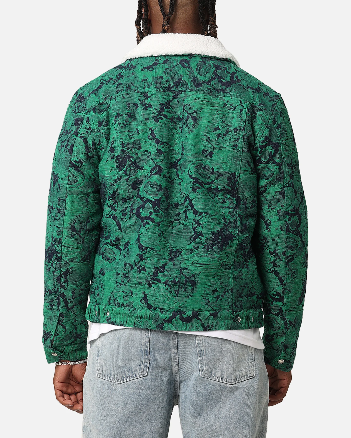 XXIII Chelsea Jacquard Sherpa Jacket Green/Blue - Image 3