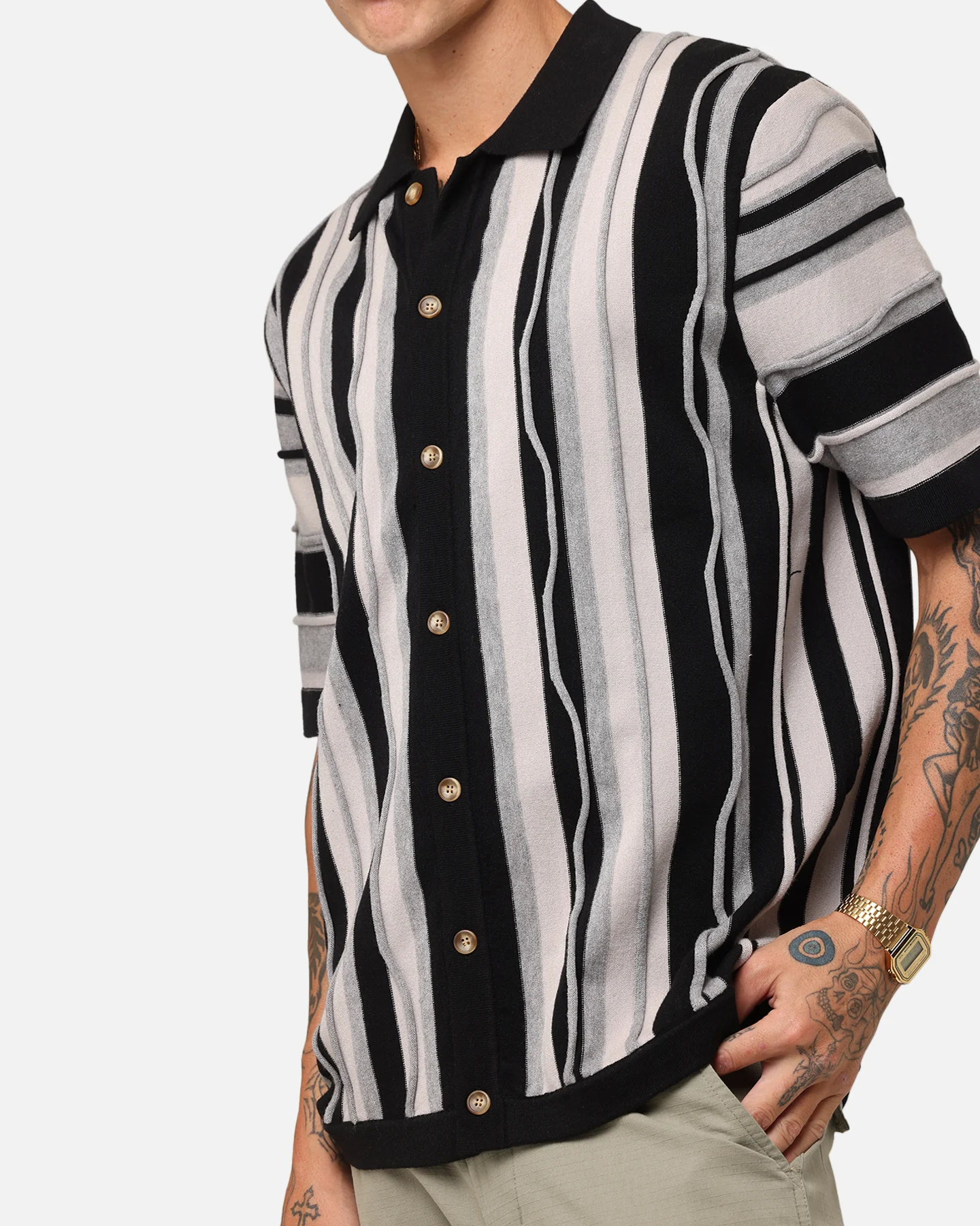 XXIII Coogee Button Up Shirt Black/Grey - Image 6