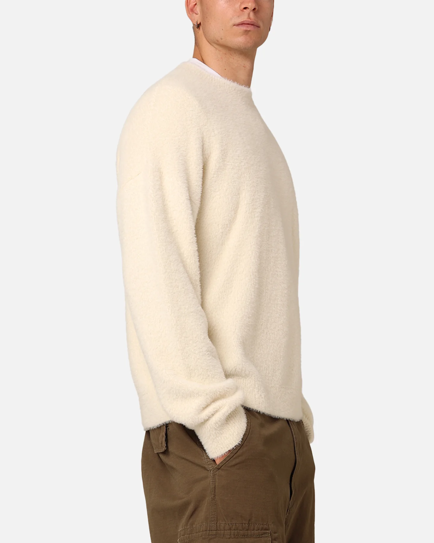 XXIII Crew Neck Fluffy Sweater Cream/White - Image 4