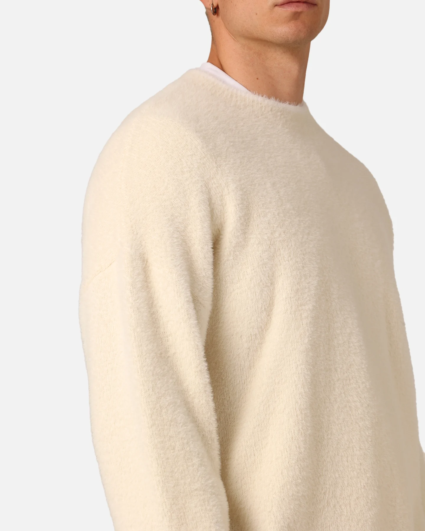 XXIII Crew Neck Fluffy Sweater Cream/White - Image 6
