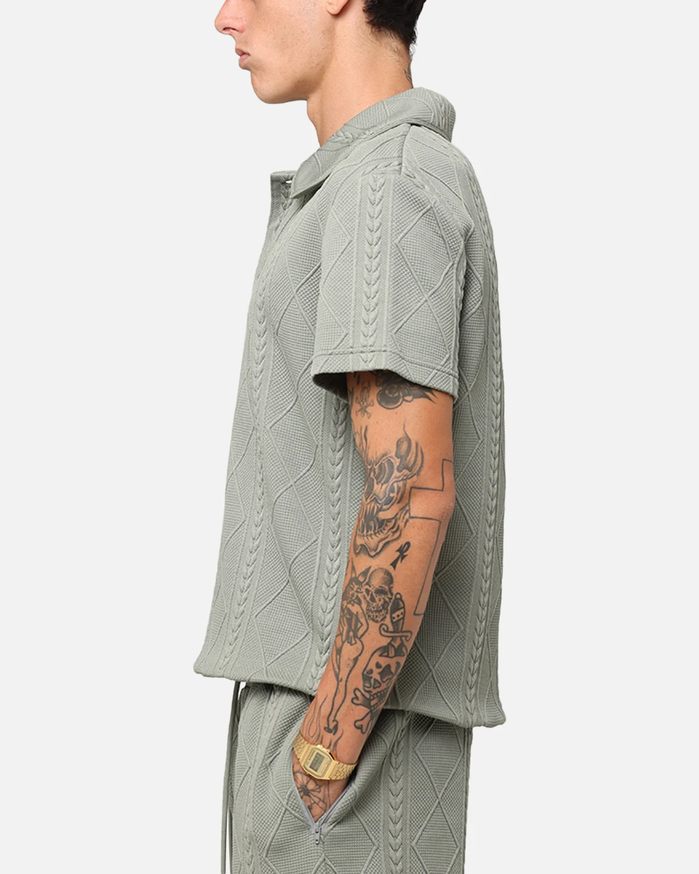 XXIII Danny Knit Polo Shirt Olive - Image 5