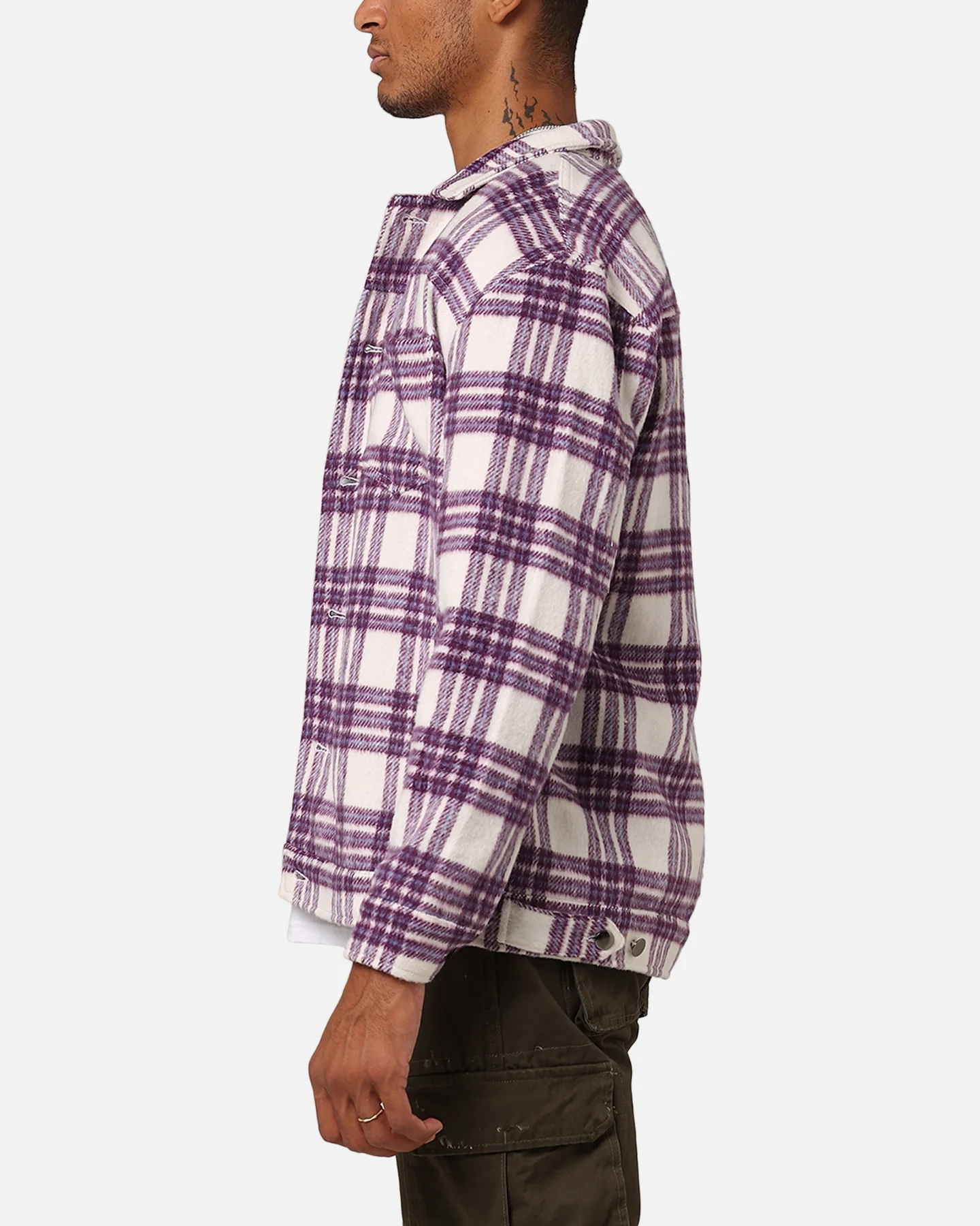 XXIII Darby Plaid Shacket Purple/White - Image 5