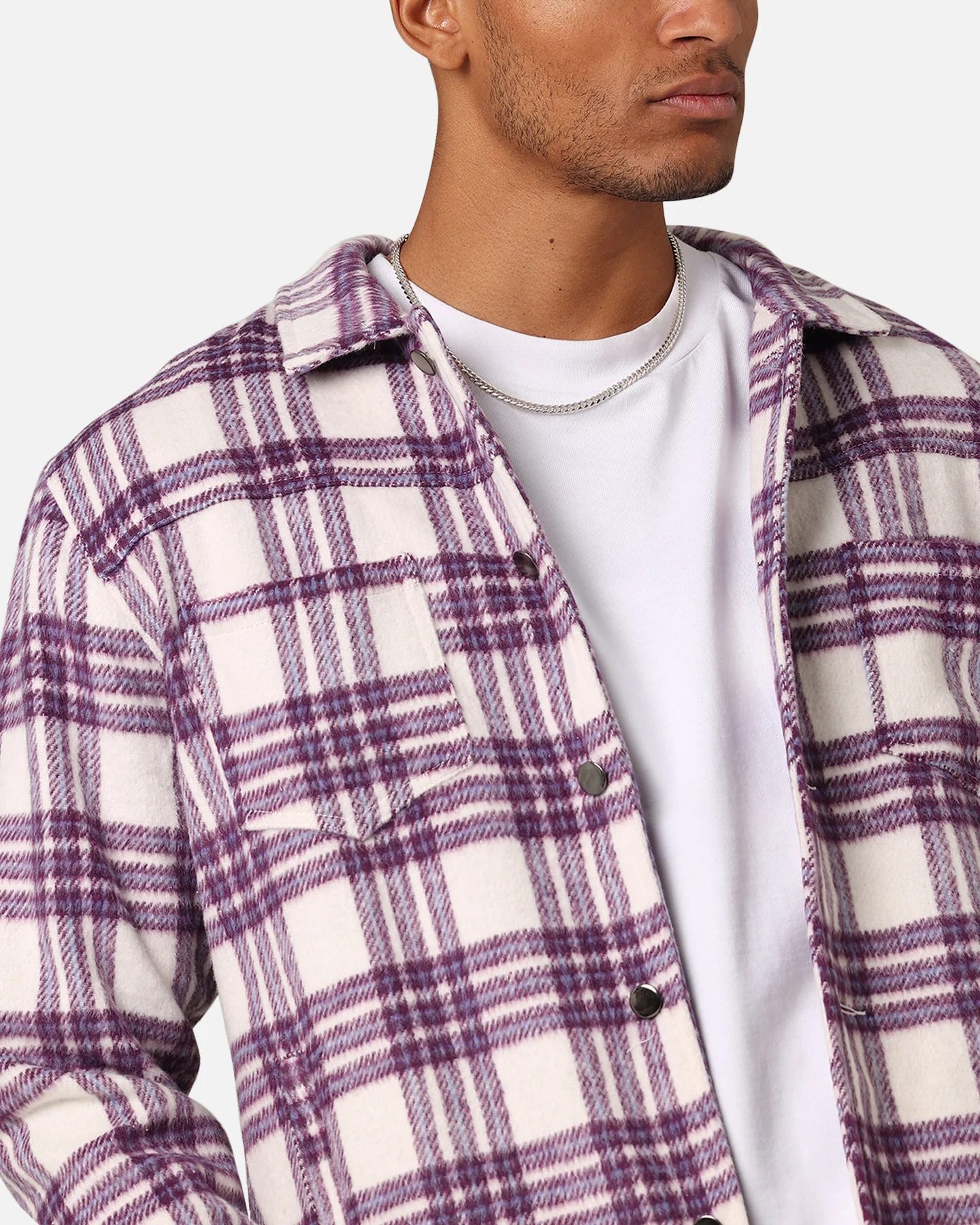 XXIII Darby Plaid Shacket Purple/White - Image 7