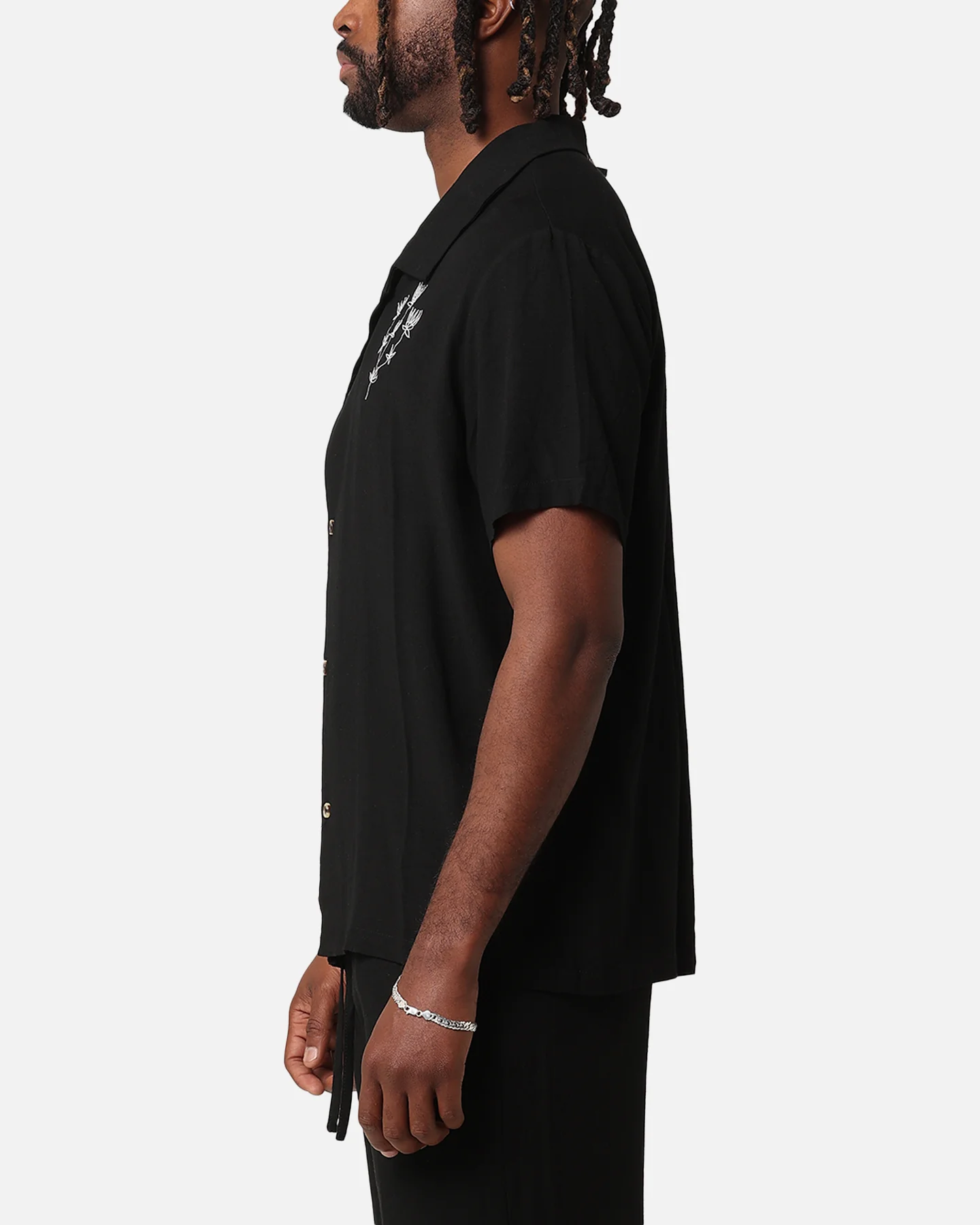 XXIII Desert Flower Linen Button Up Shirt Black - Image 5