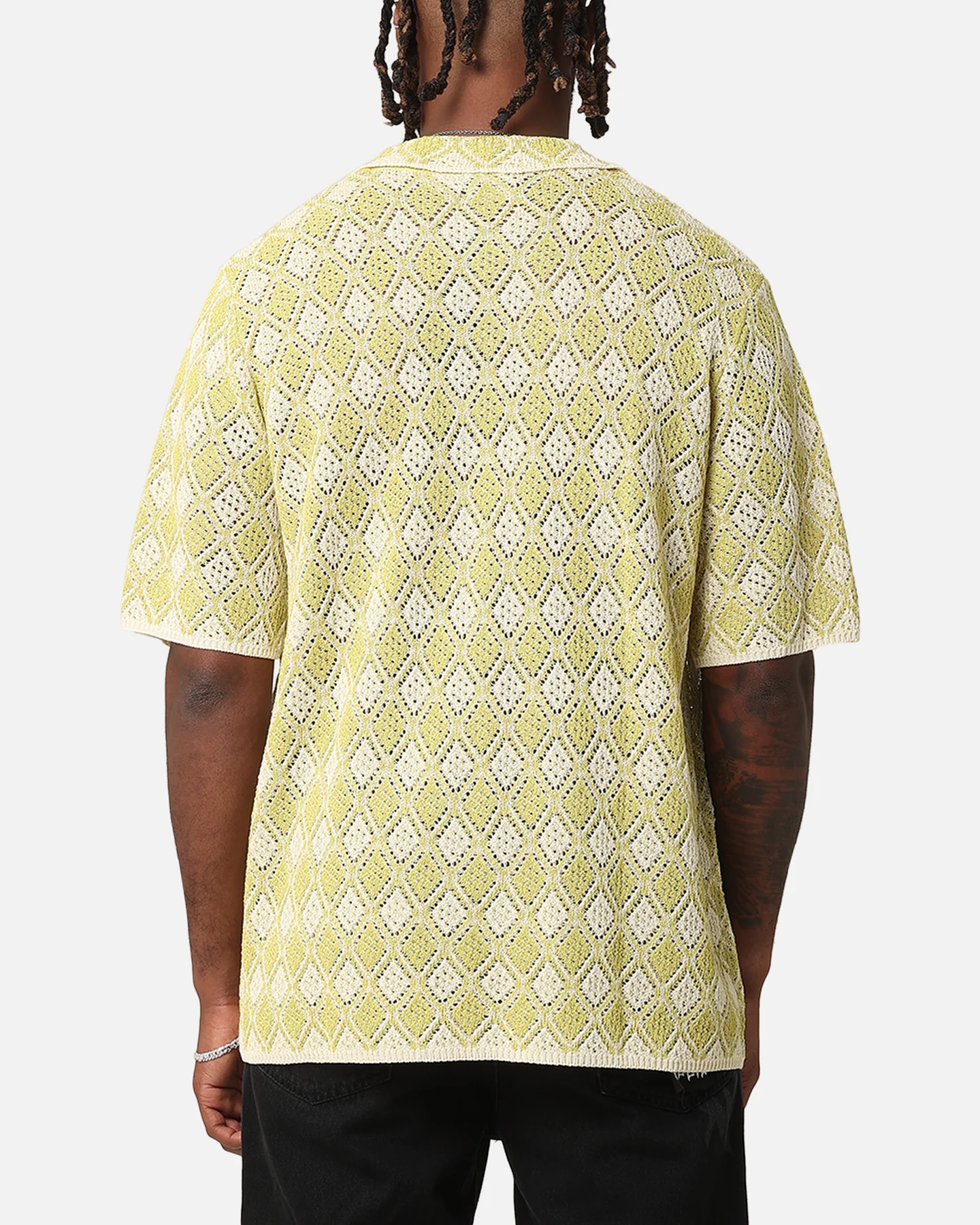 XXIII Diamonds Crochet Polo Shirt Lime - Image 3