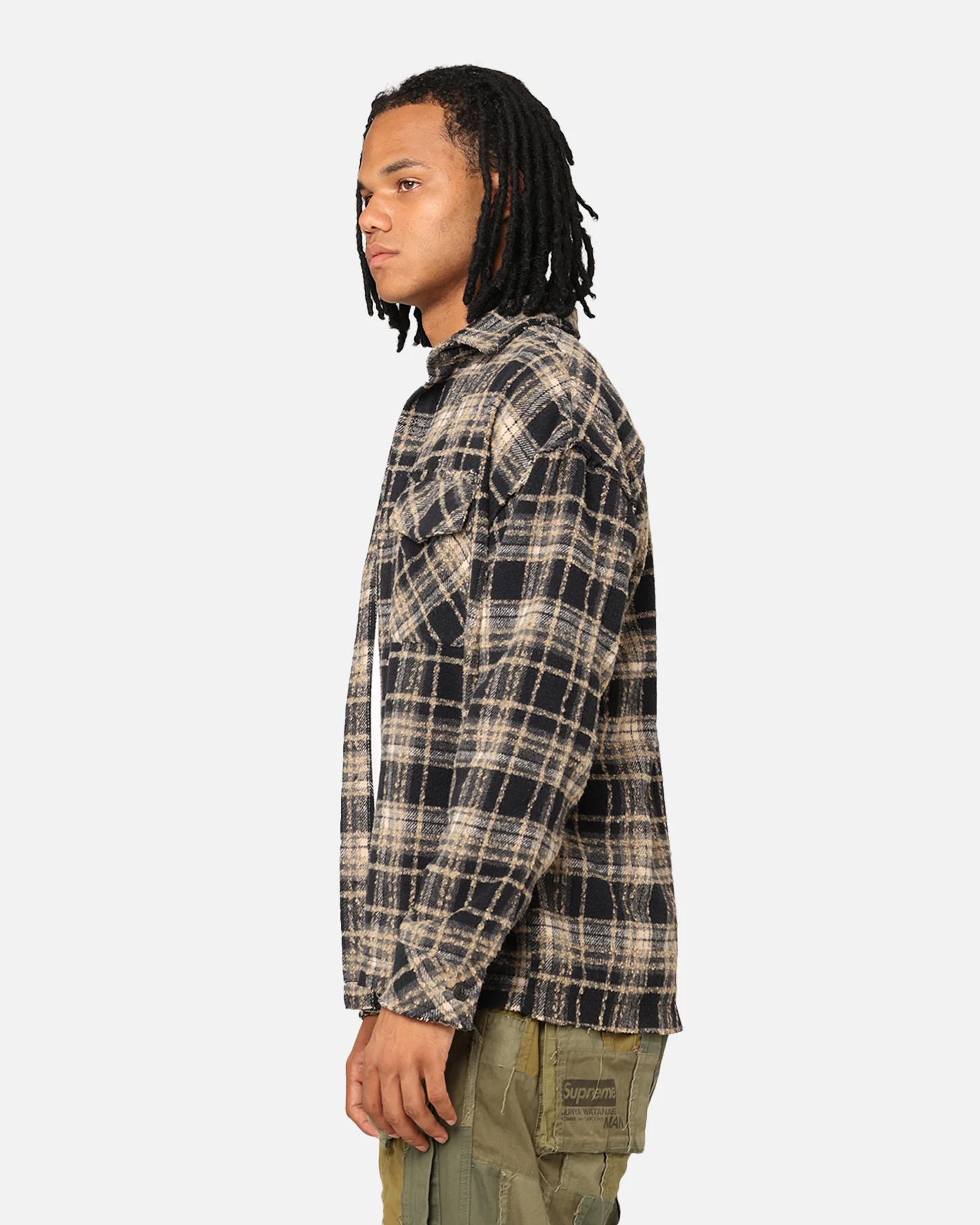 XXIII Distressed Flannel Jacket Navy/Cream - Image 6