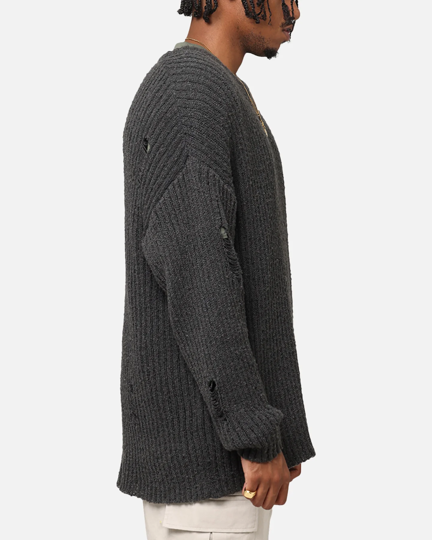 XXIII Distressed Sweater Charcoal - Image 4