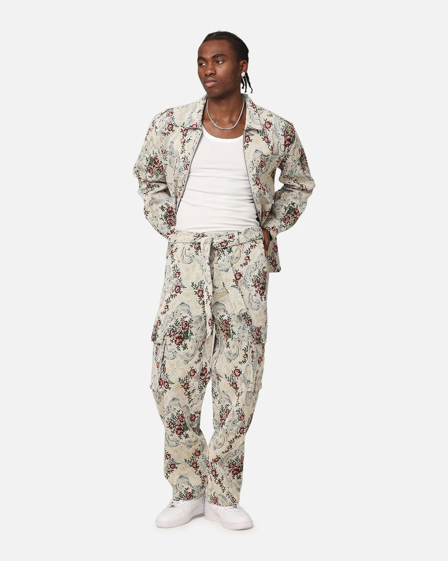 XXIII Floral Jacquard Cargo Pant White Antique - Image 2