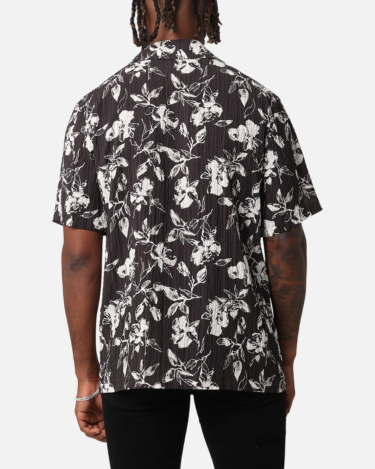 XXIII Floral Textured Button Up Shirt Black/White - Image 3