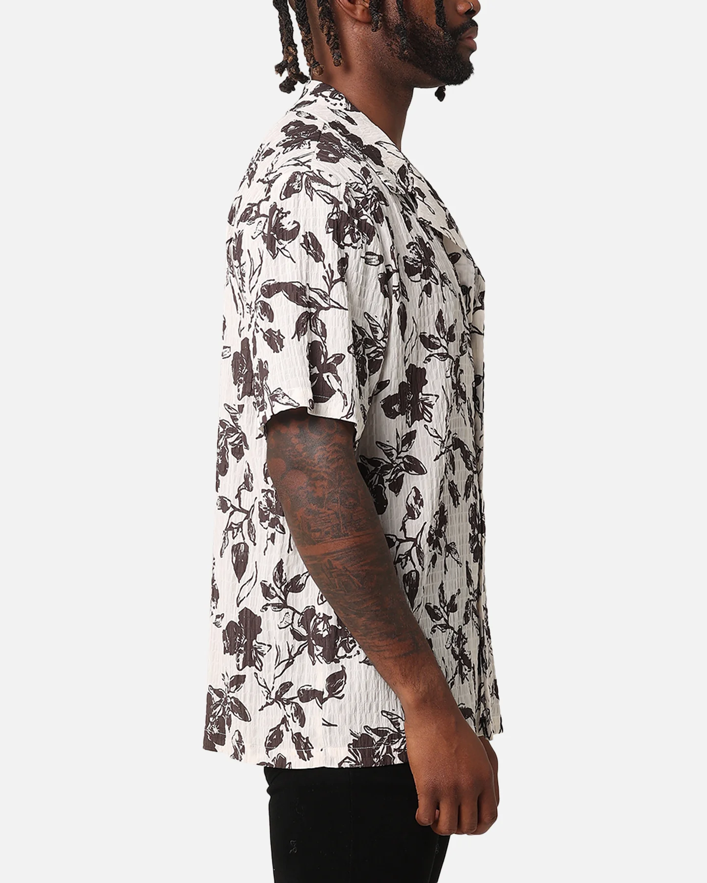 XXIII Floral Textured Button Up Shirt White/Black - Image 4