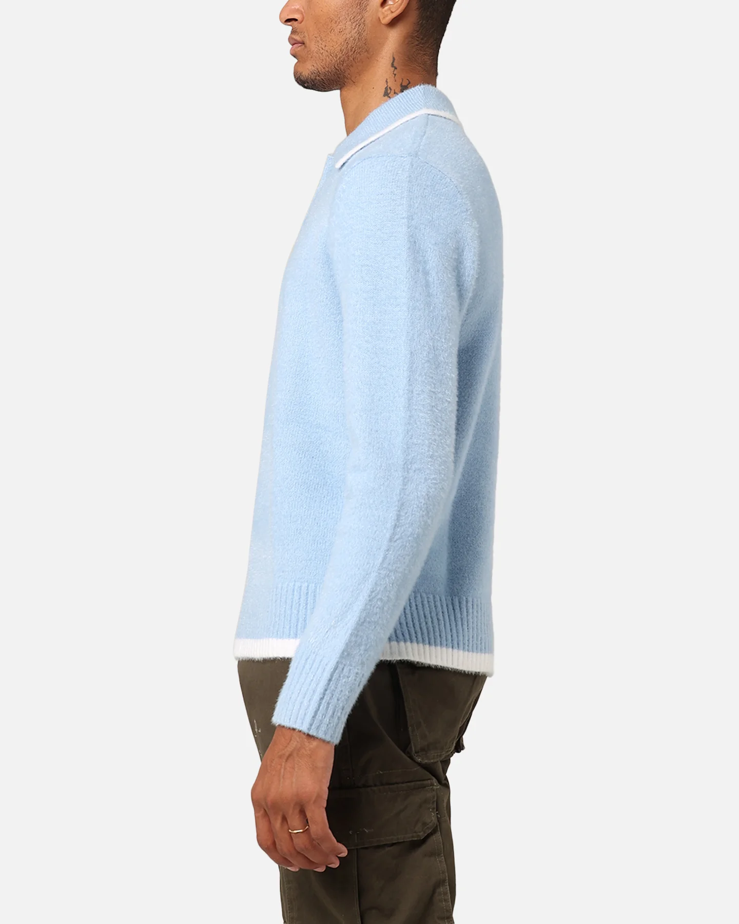 XXIII Fluffy Long Sleeve Polo Shirt Blue - Image 5