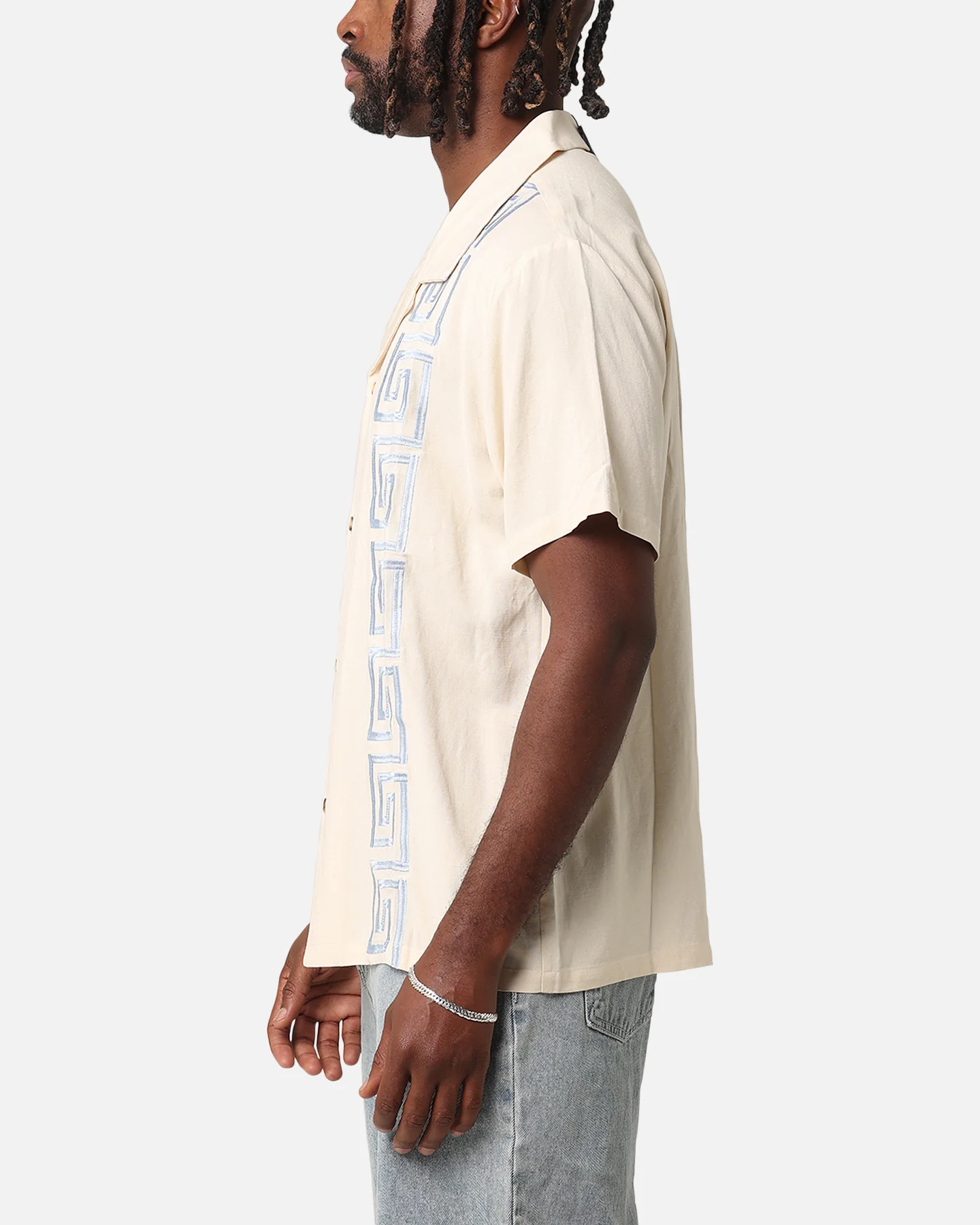 XXIII Hellas Linen Button Up Shirt Off White/Blue - Image 4