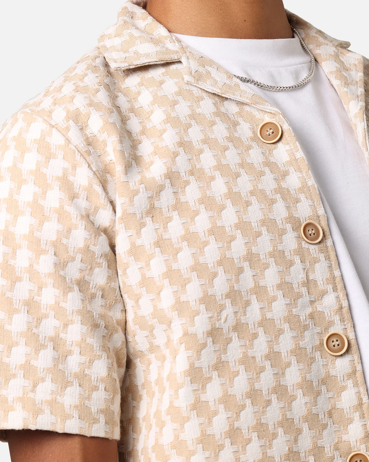 XXIII Jacquard Weave Button Up Shirt Cream/White - Image 6