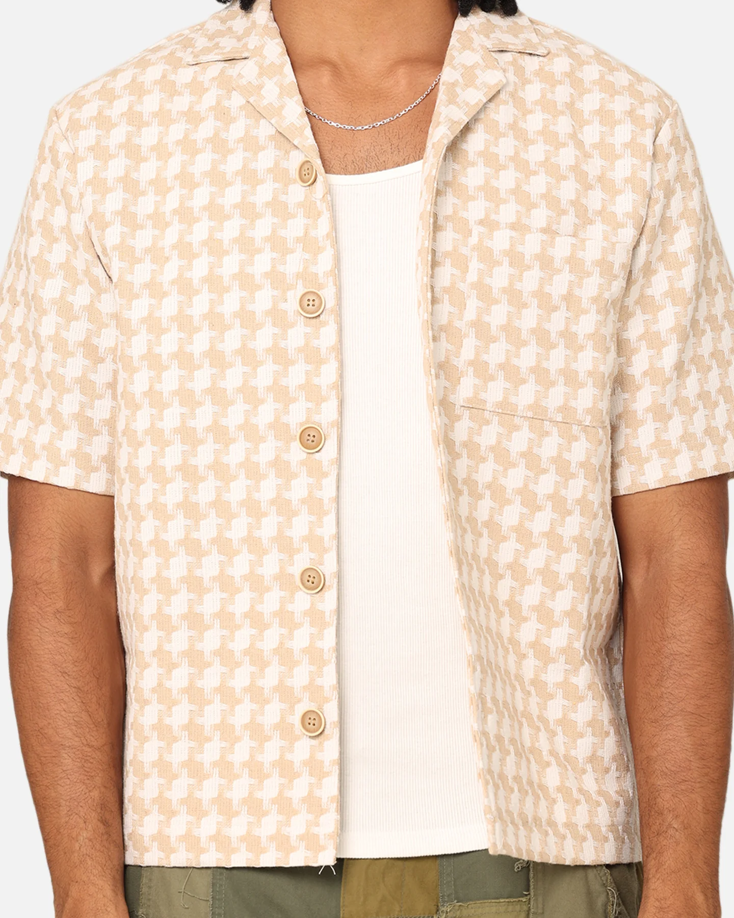 XXIII Jacquard Weave Button Up Shirt Cream/White - Image 9