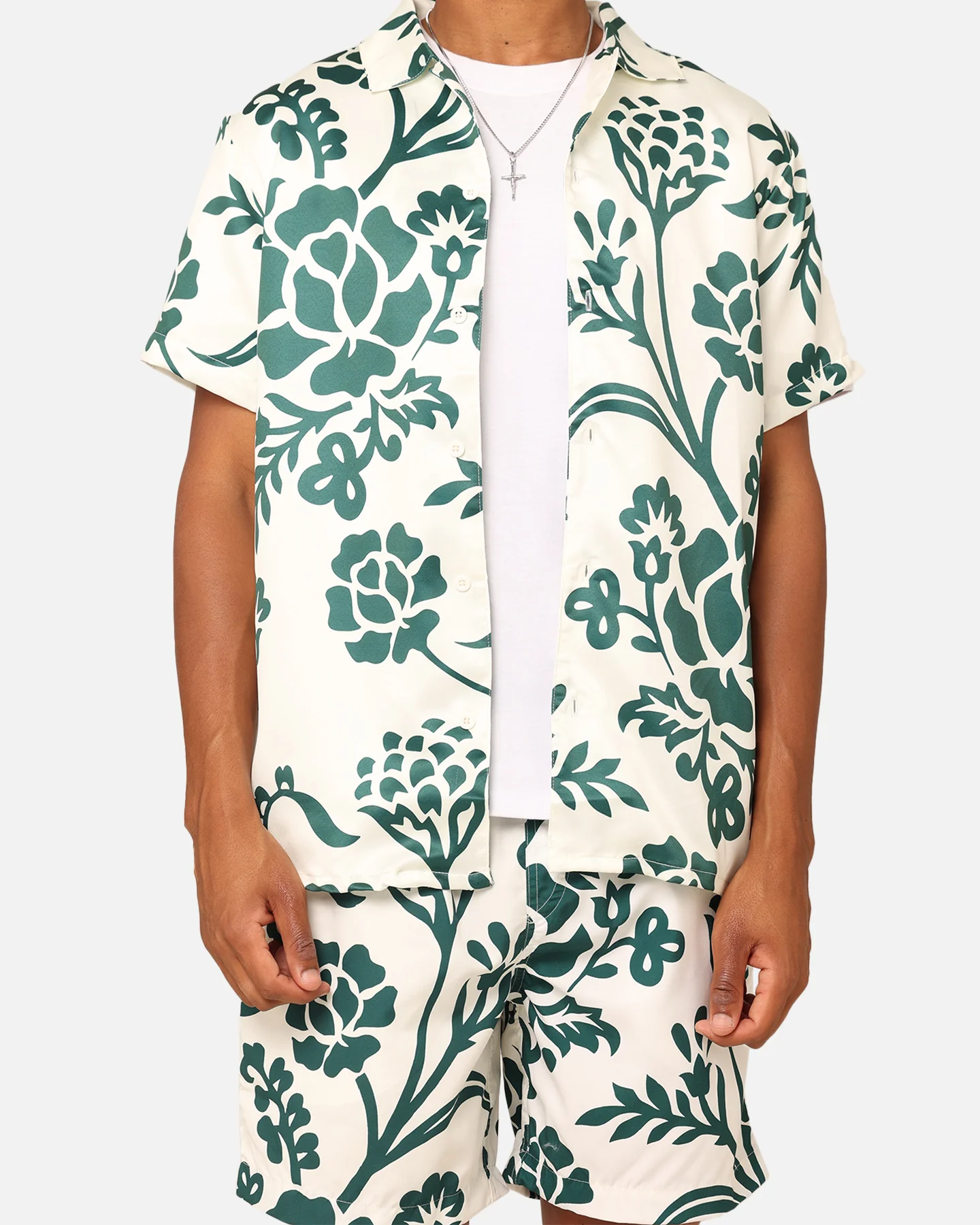 XXIII James Button Up Shirt Cream/Green - Image 3