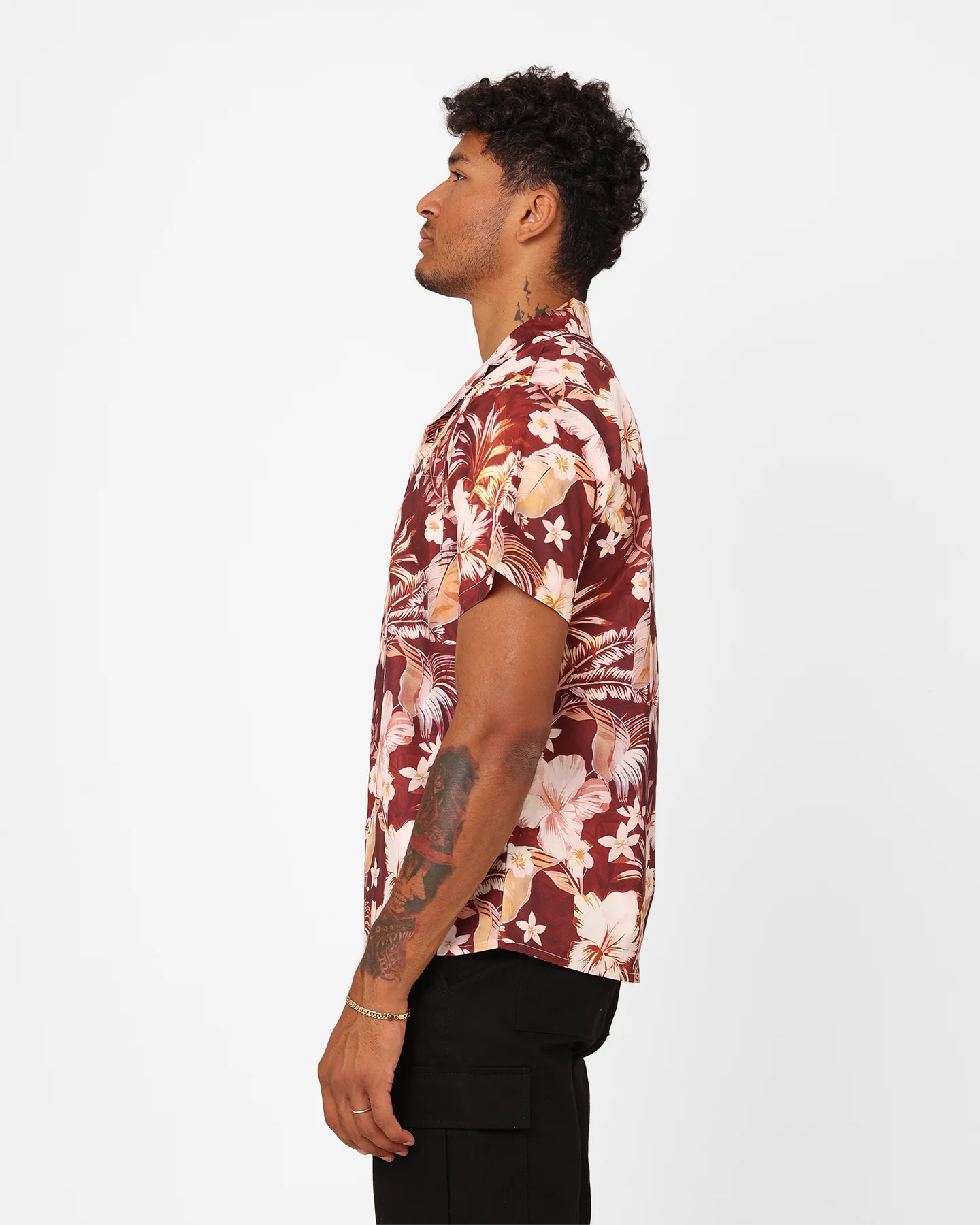 XXIII Jens Satin Button Up Shirt Maroon - Image 6