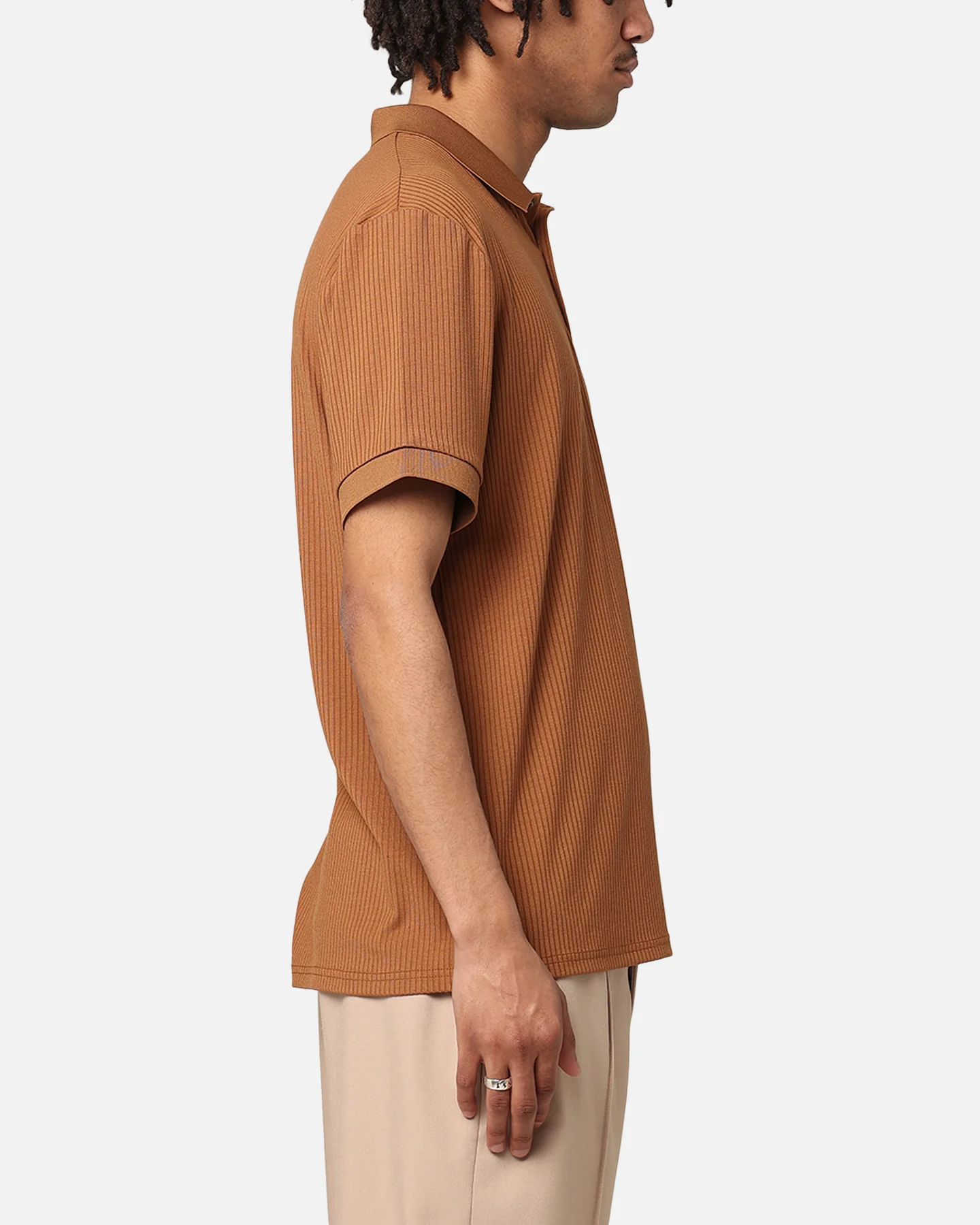 XXIII Luis Rib Polo Shirt Brown - Image 4