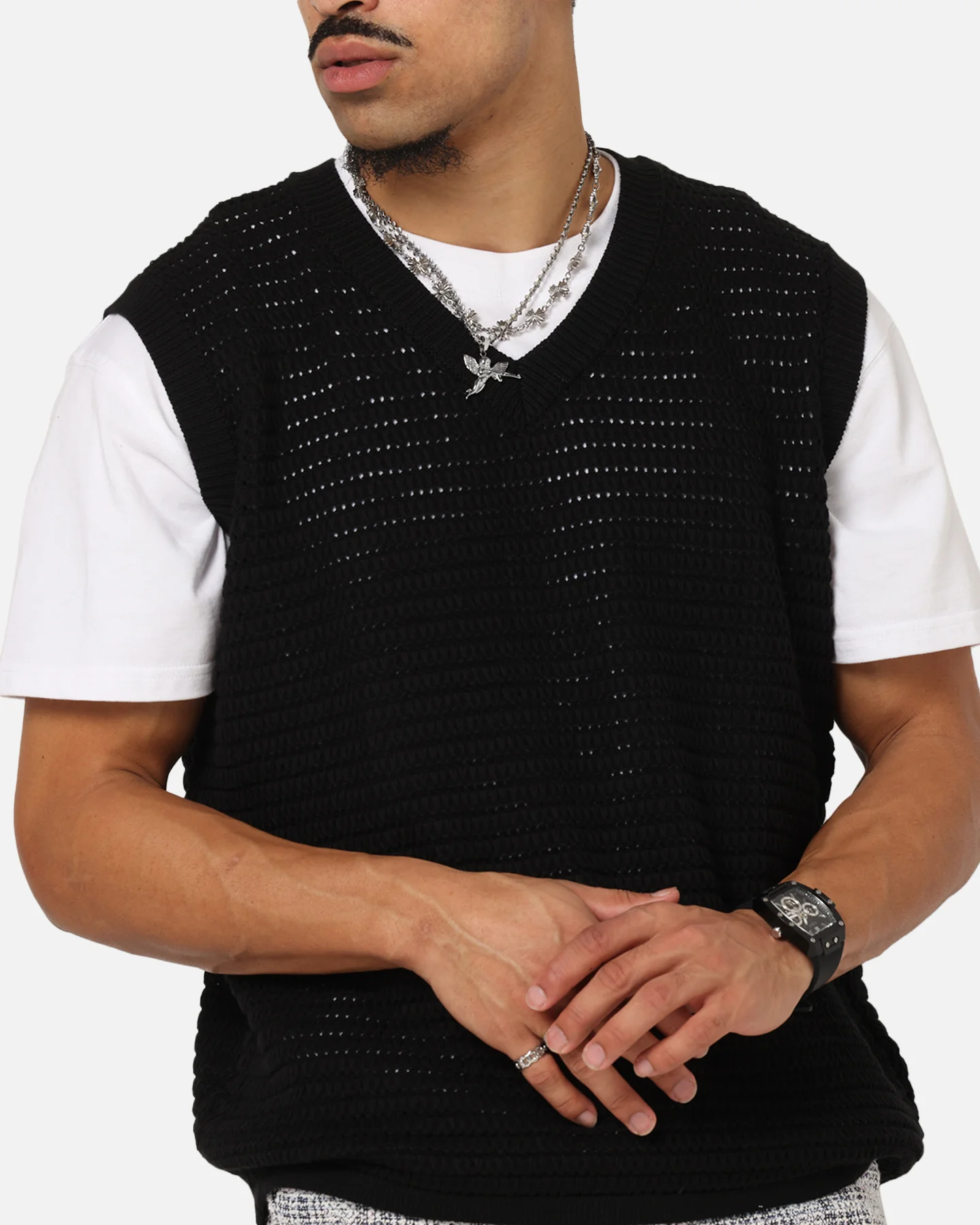 XXIII Open Knit Vest Black - Image 6