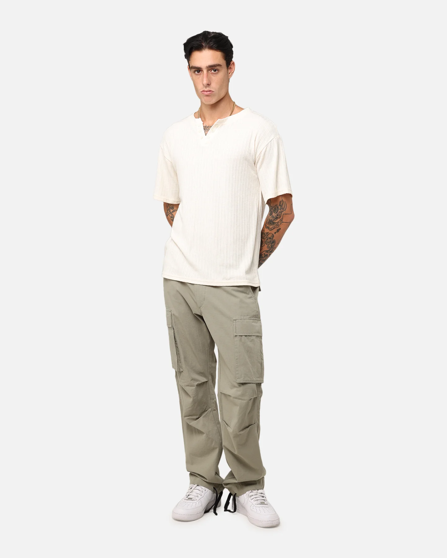 XXIII Open Neck T-Shirt Sand - Image 2
