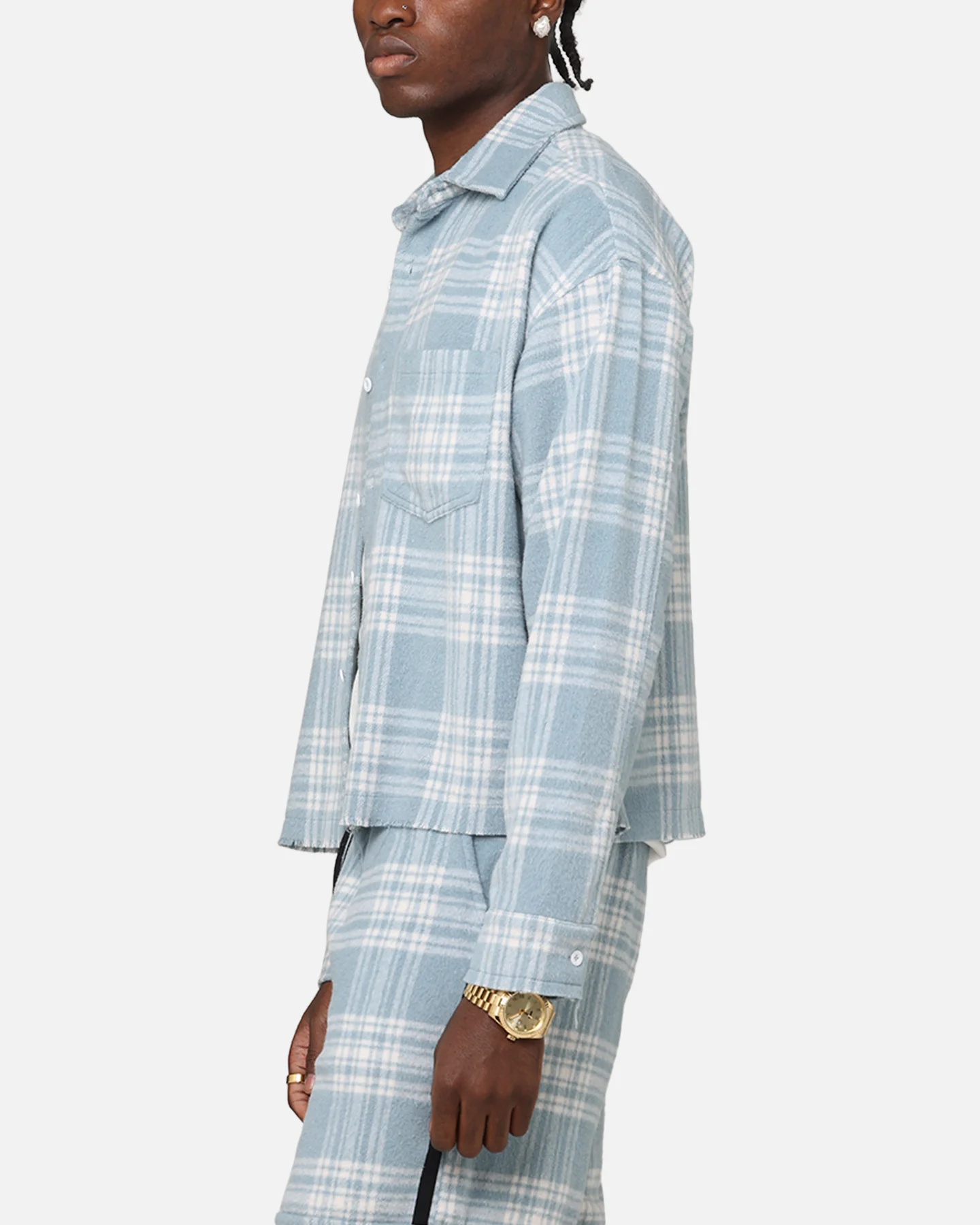 XXIII Plaid Long Sleeve Overshirt Blue - Image 5