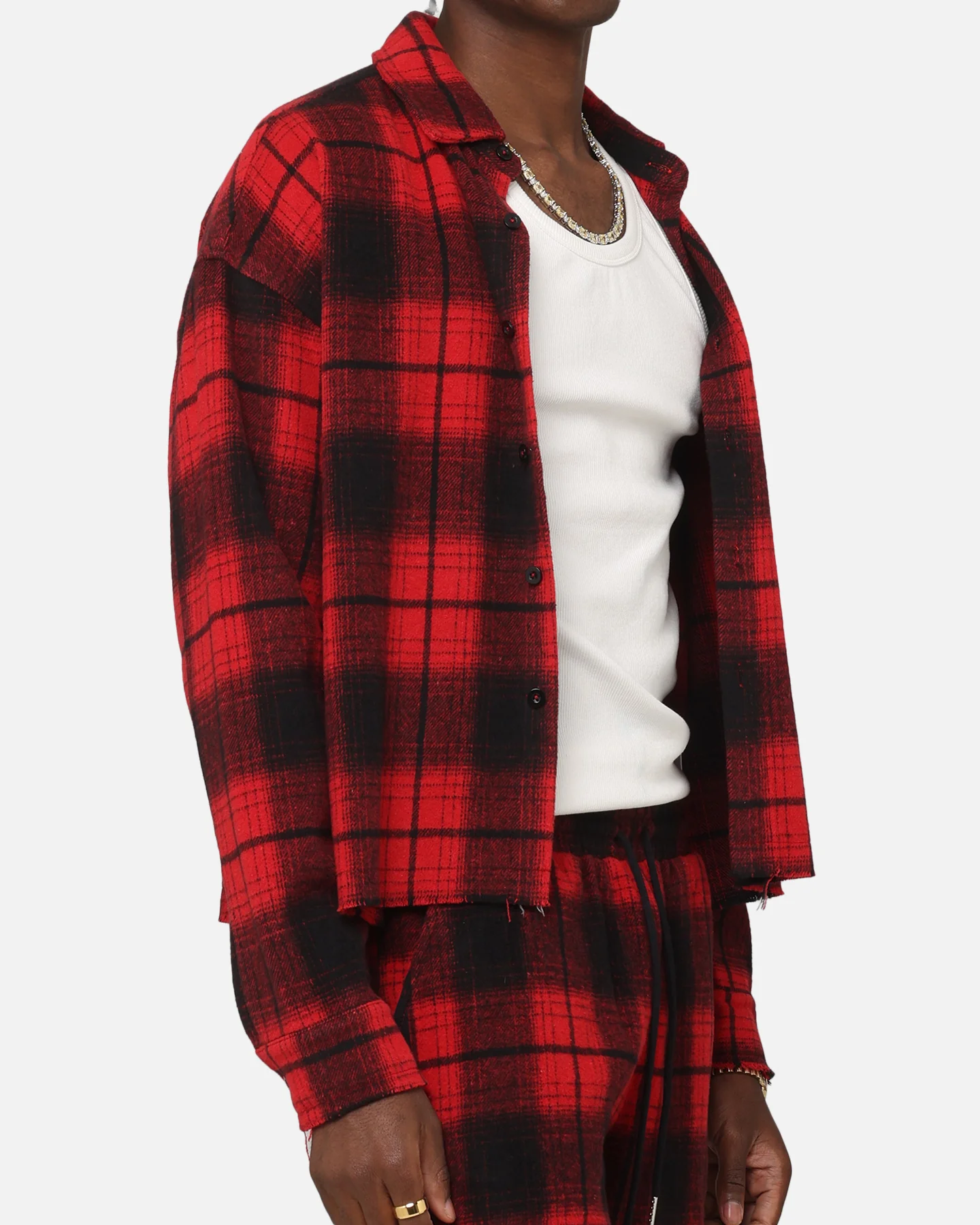 XXIII Plaid Long Sleeve Overshirt Red - Image 7