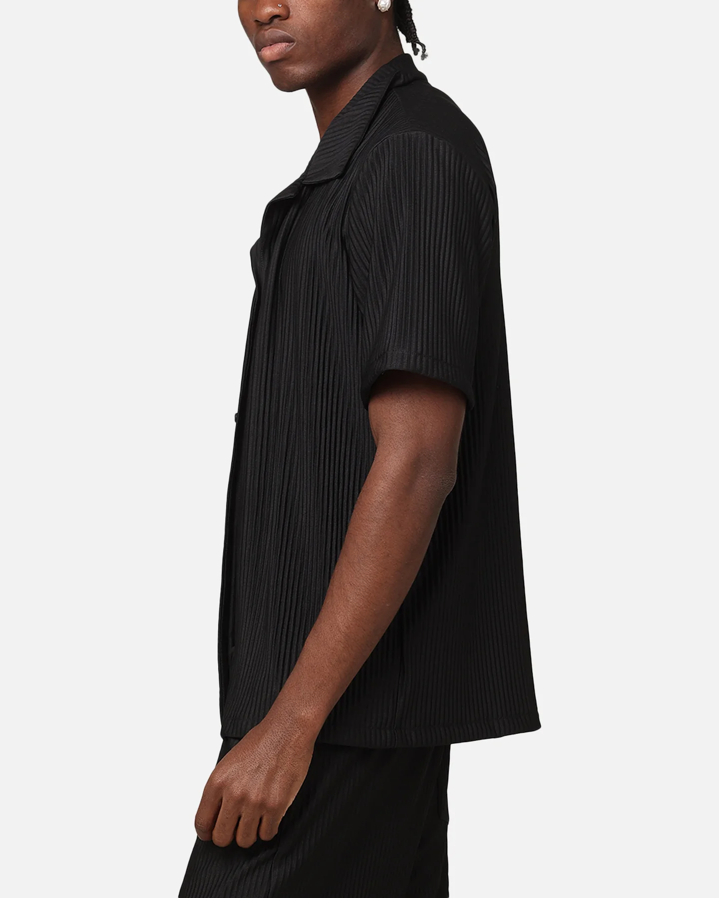 XXIII Pleated Button Up Shirt Black - Image 5