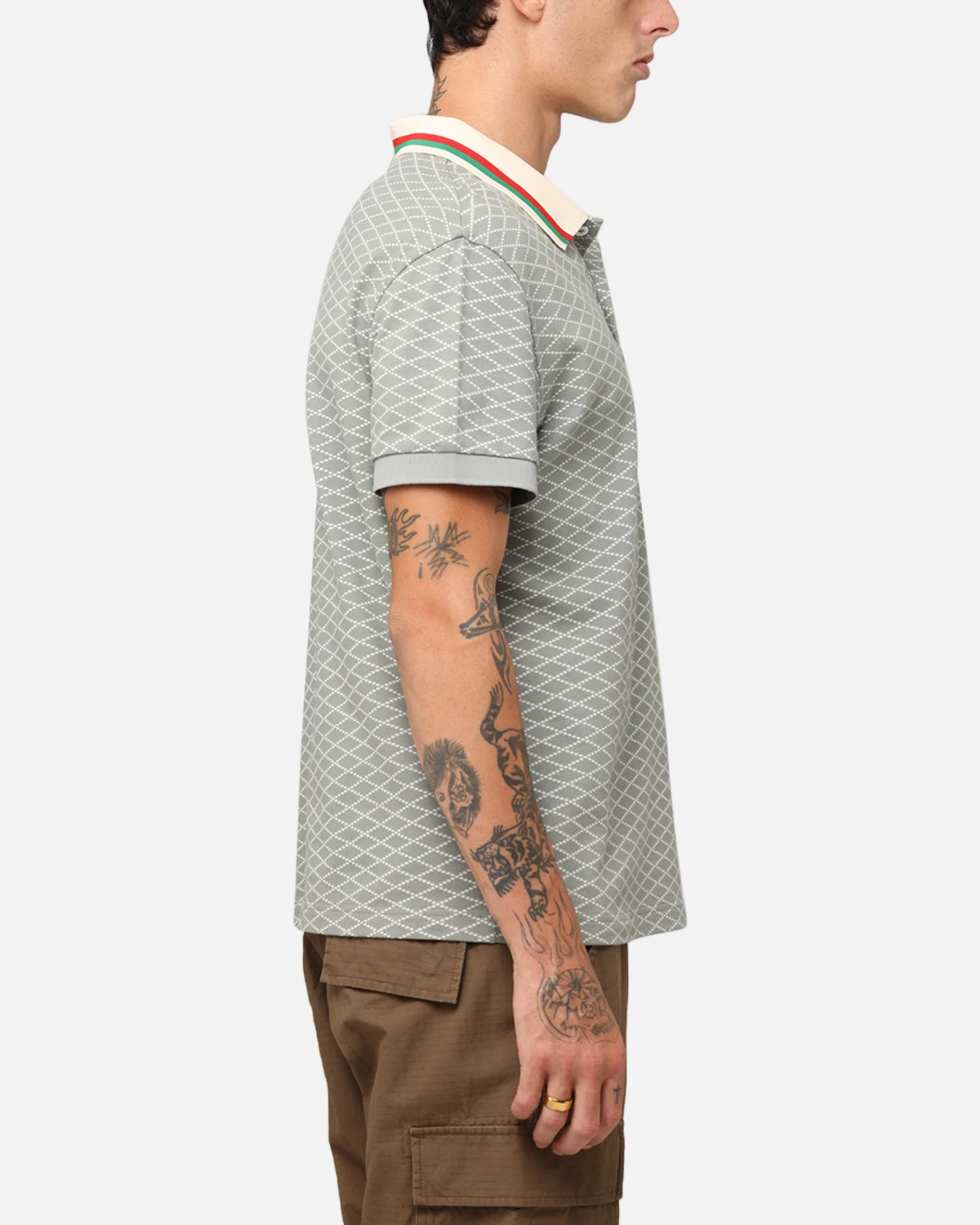 XXIII Printed Polo Shirt Olive - Image 4