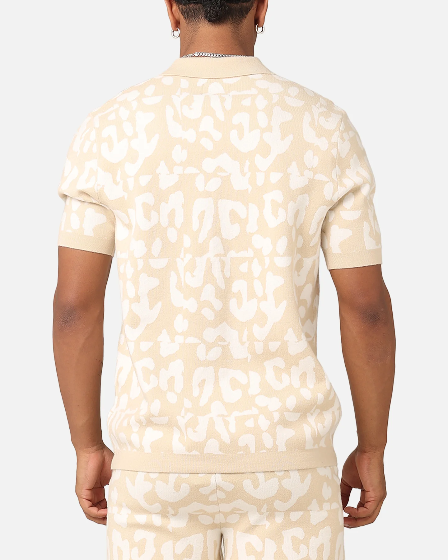 XXIII Puzzle Knit Button Up Shirt Beige/Off White - Image 3