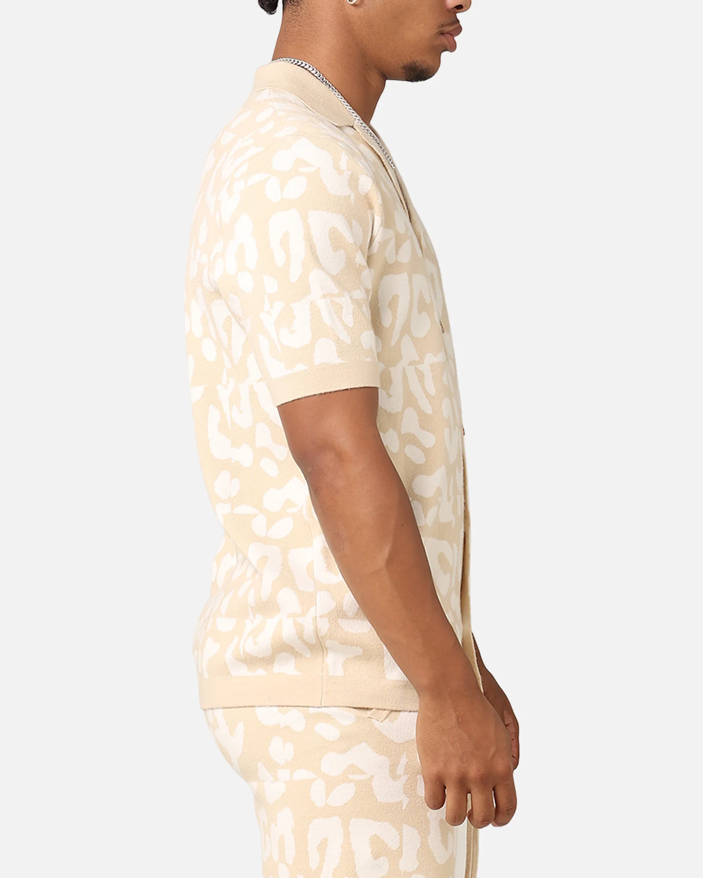 XXIII Puzzle Knit Button Up Shirt Beige/Off White - Image 4