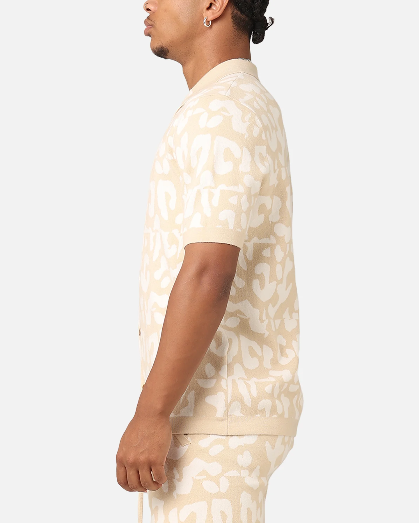 XXIII Puzzle Knit Button Up Shirt Beige/Off White - Image 5