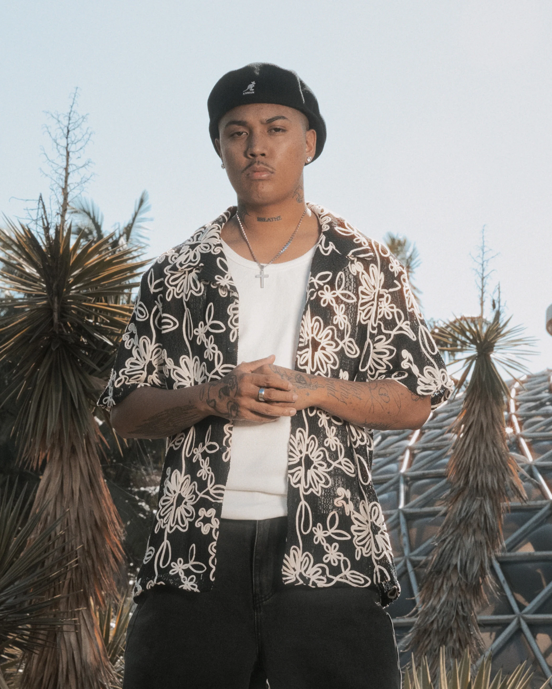 XXIII Resort Knit Button Up Shirt Black/Cream