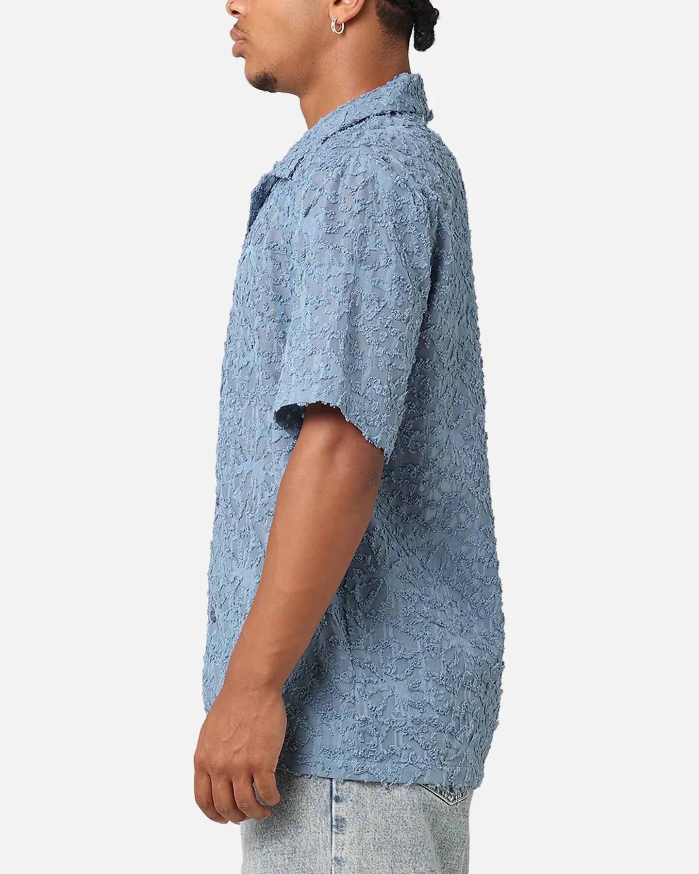 XXIII Sheer Daisy Button Up Shirt Floral Blue - Image 5